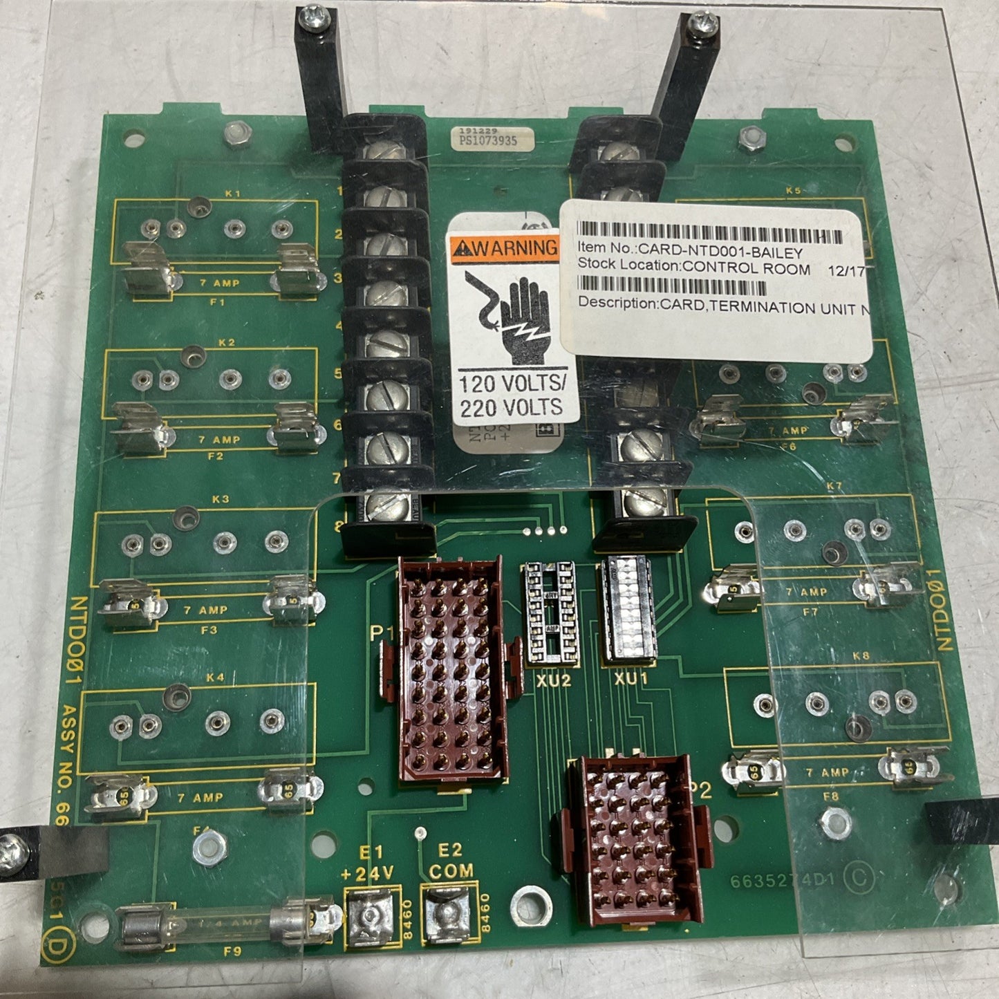 ABB; BAILEY NTD001 NETWORK 90 POWER OUTPUT CARD TERMIN UNIT CIRCUIT BOARD Y2M