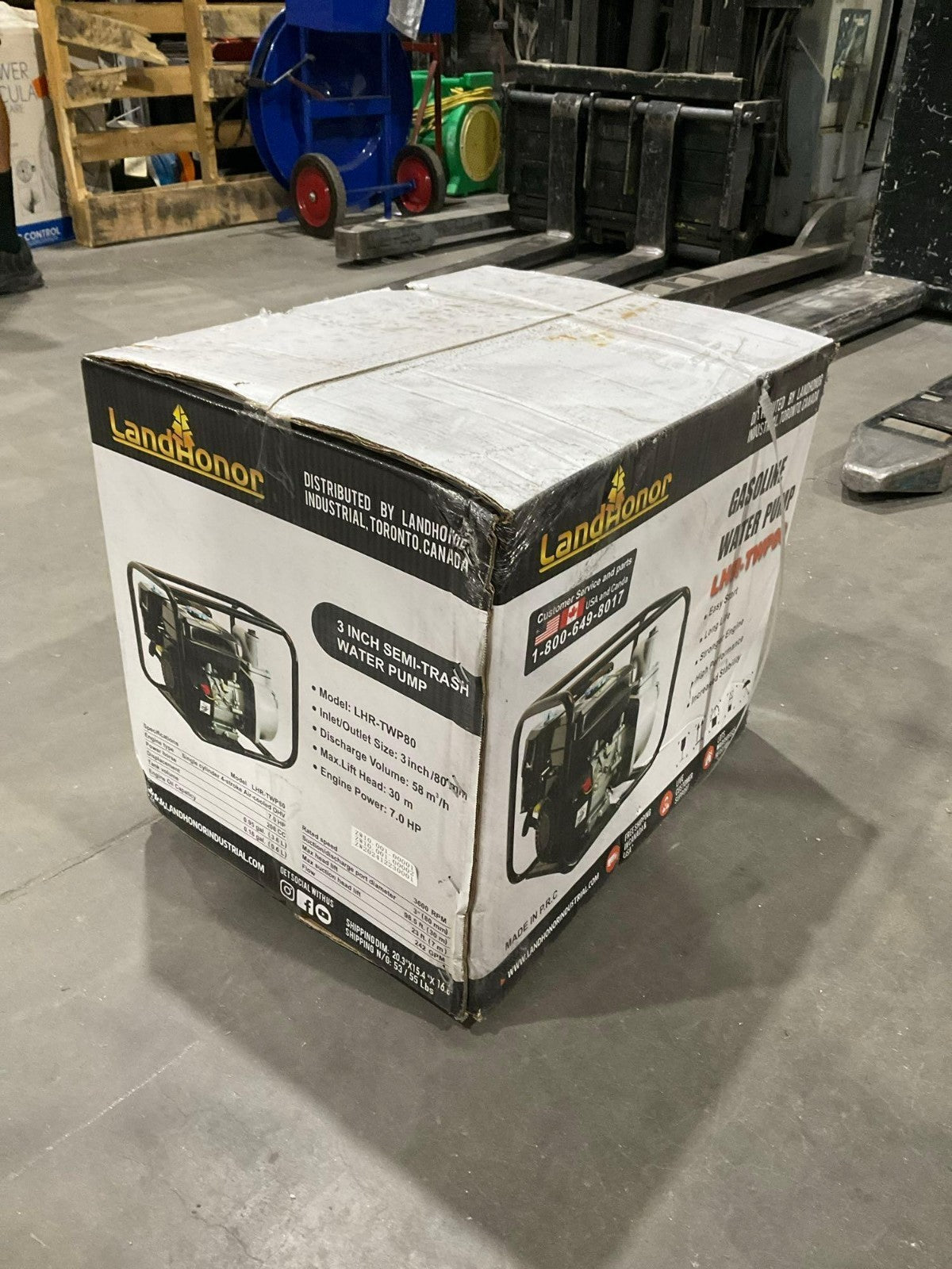 UNUSED LANDHONOR 3IN SEMI-TRASH WATER PUMP MODEL LHR-TWP80, GAS POWERED, 7.0 HP