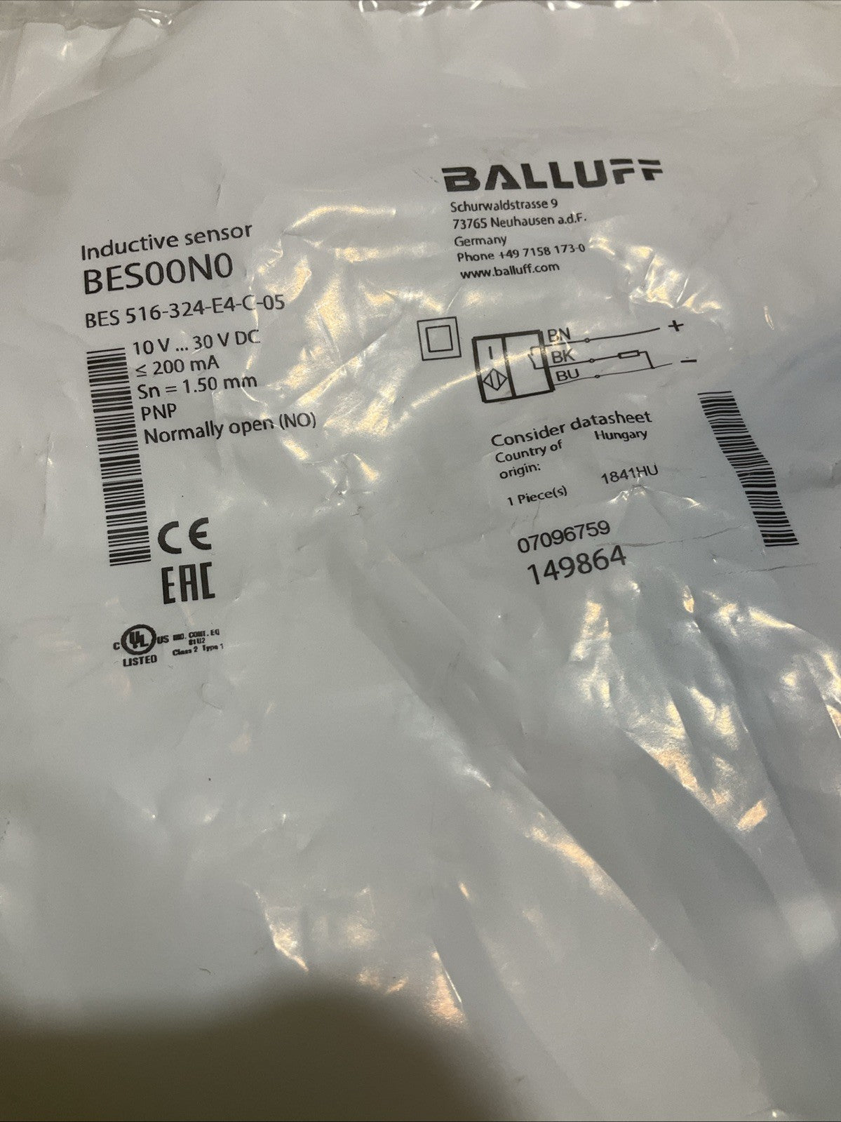 BALLUFF BES00N0 INDUCTIVE PROXIMITY SENSOR LOT OF 2 Z2M