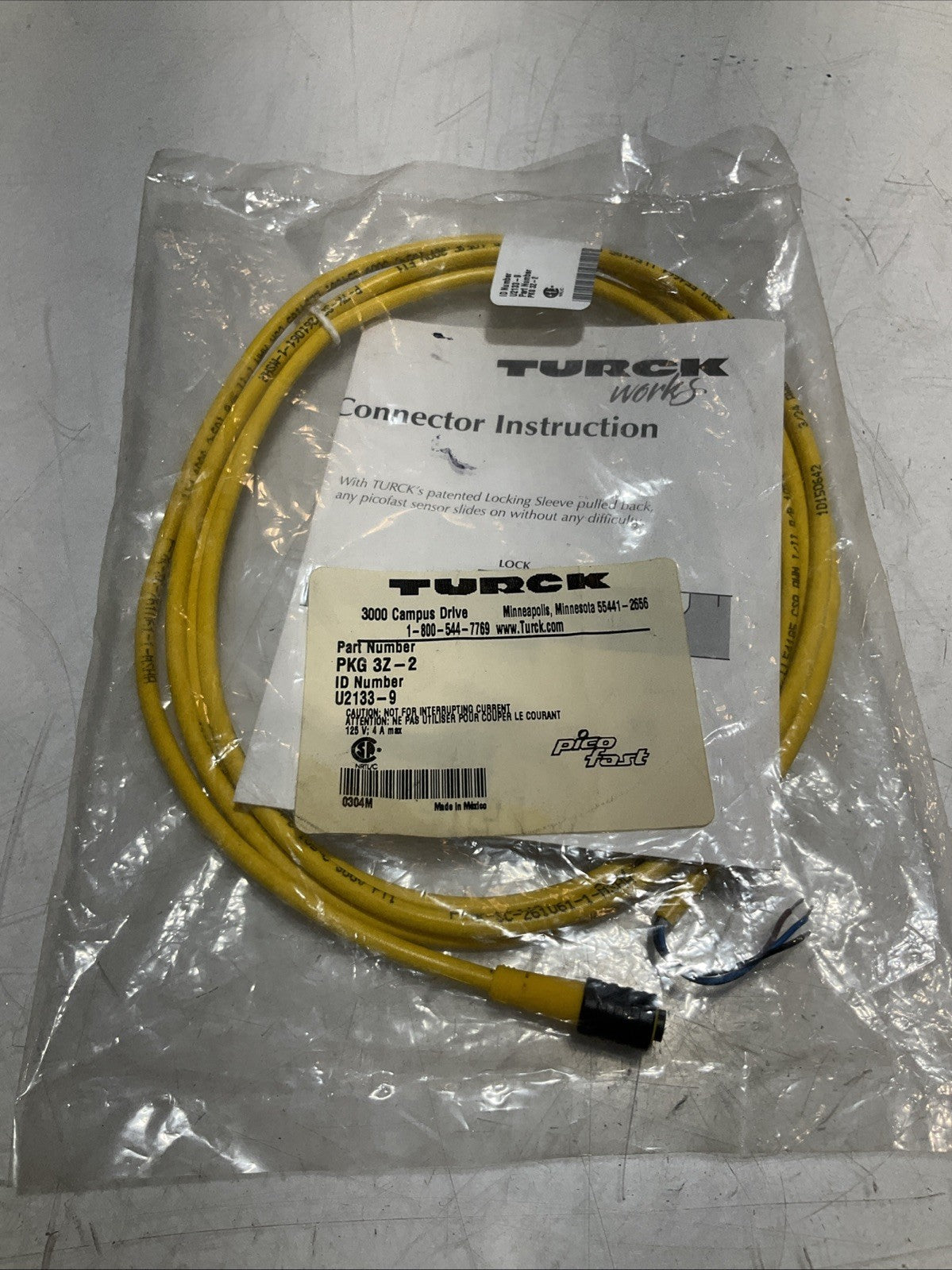 TURCK PKG3Z-2 UNTERMINATED SENSOR ACTUATOR CABLE Y2M