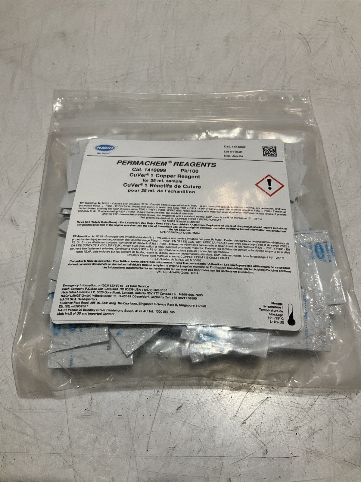 HACH 1418899 DEHA PERMACHEM FERROUS IRON REAGENTS Y2M