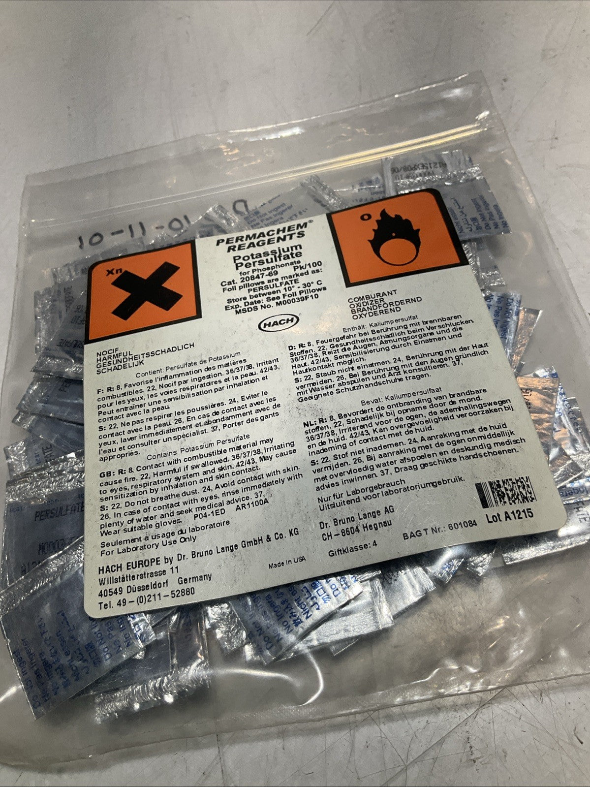 HACH 20847-69 POTASSIUM PERSULFATE PERMACHEM REAGENTS LOT OF 3 Y2M