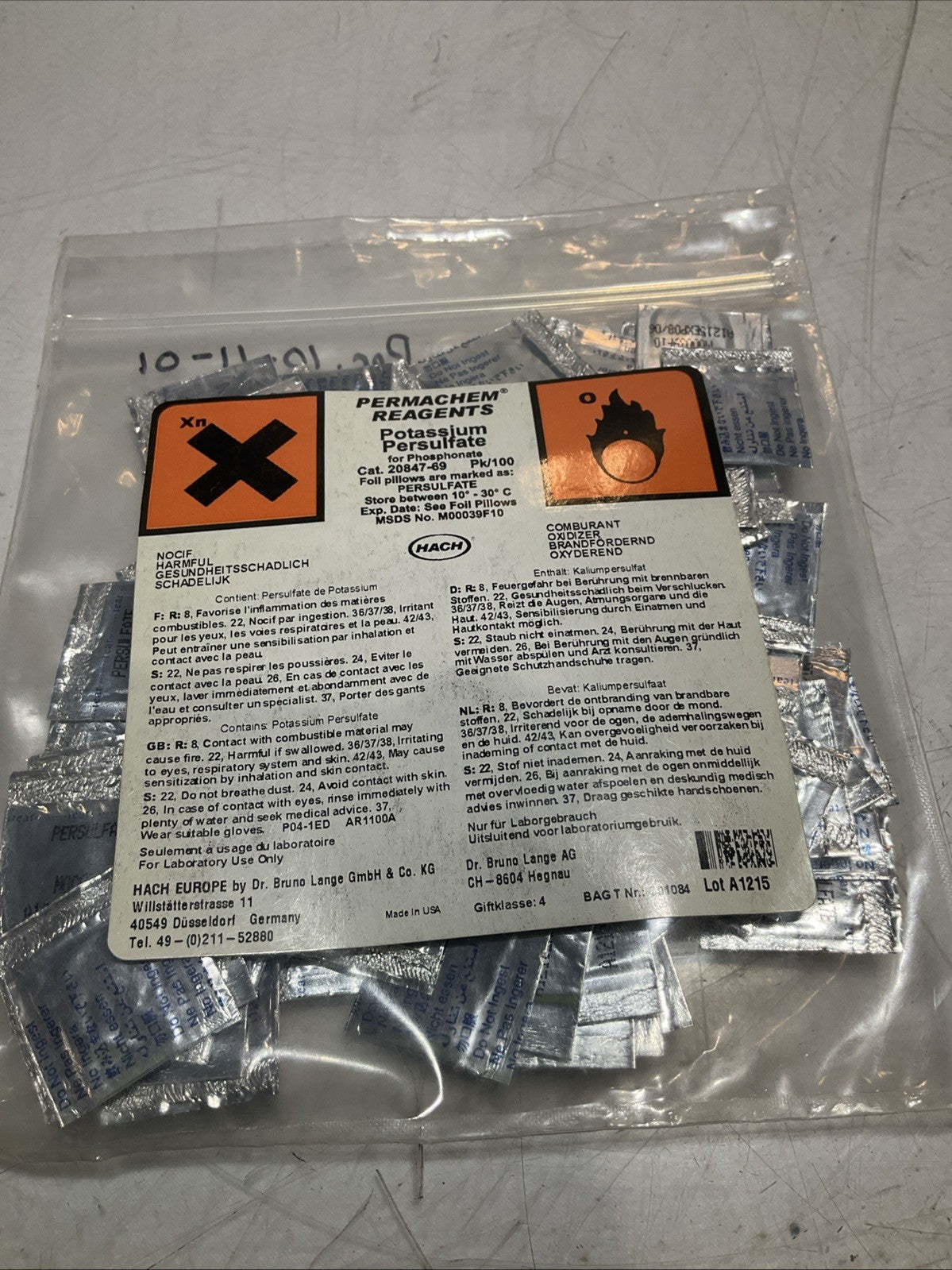 HACH 20847-69 POTASSIUM PERSULFATE PERMACHEM REAGENTS LOT OF 3 Y2M