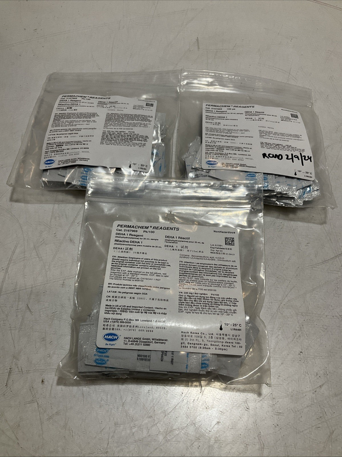 HACH 2167969 DEHA PERMACHEM FERROUS IRON REAGENTS LOT OF 3 Y2M