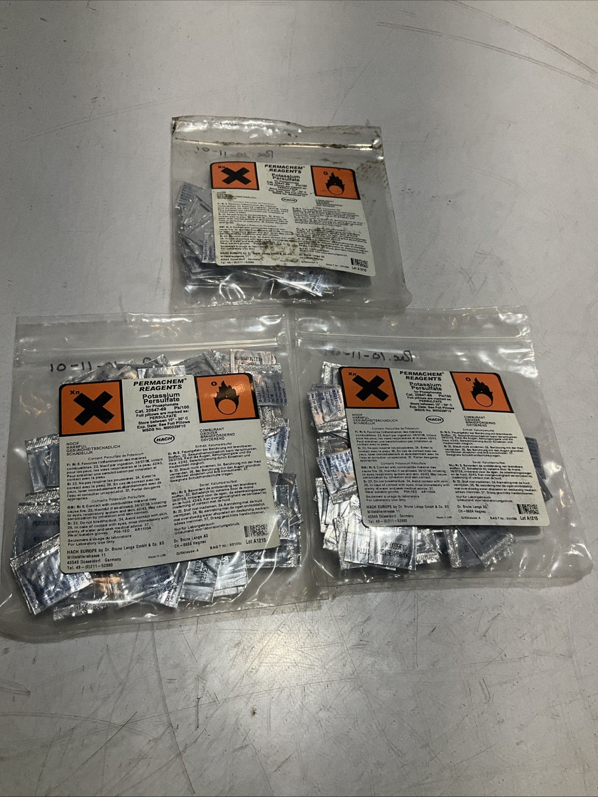 HACH 20847-69 POTASSIUM PERSULFATE PERMACHEM REAGENTS LOT OF 3 Y2M