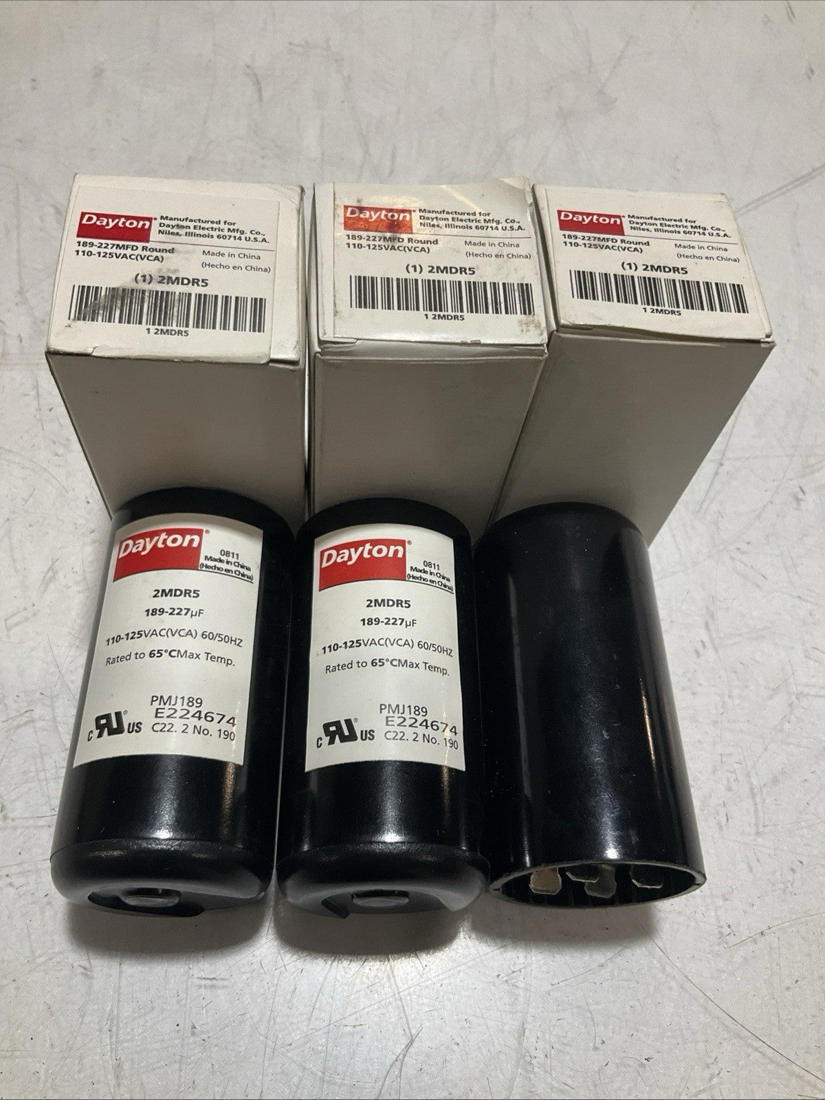 DAYTON 2MDR5 189-227MFD 110-125VAC MOTOR STAR CAPACITOR LOT OF 3 373