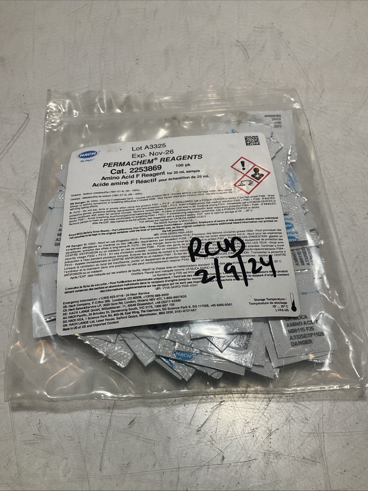 HACH 2253869 DEHA PERMACHEM FERROUS IRON REAGENTS Y2M