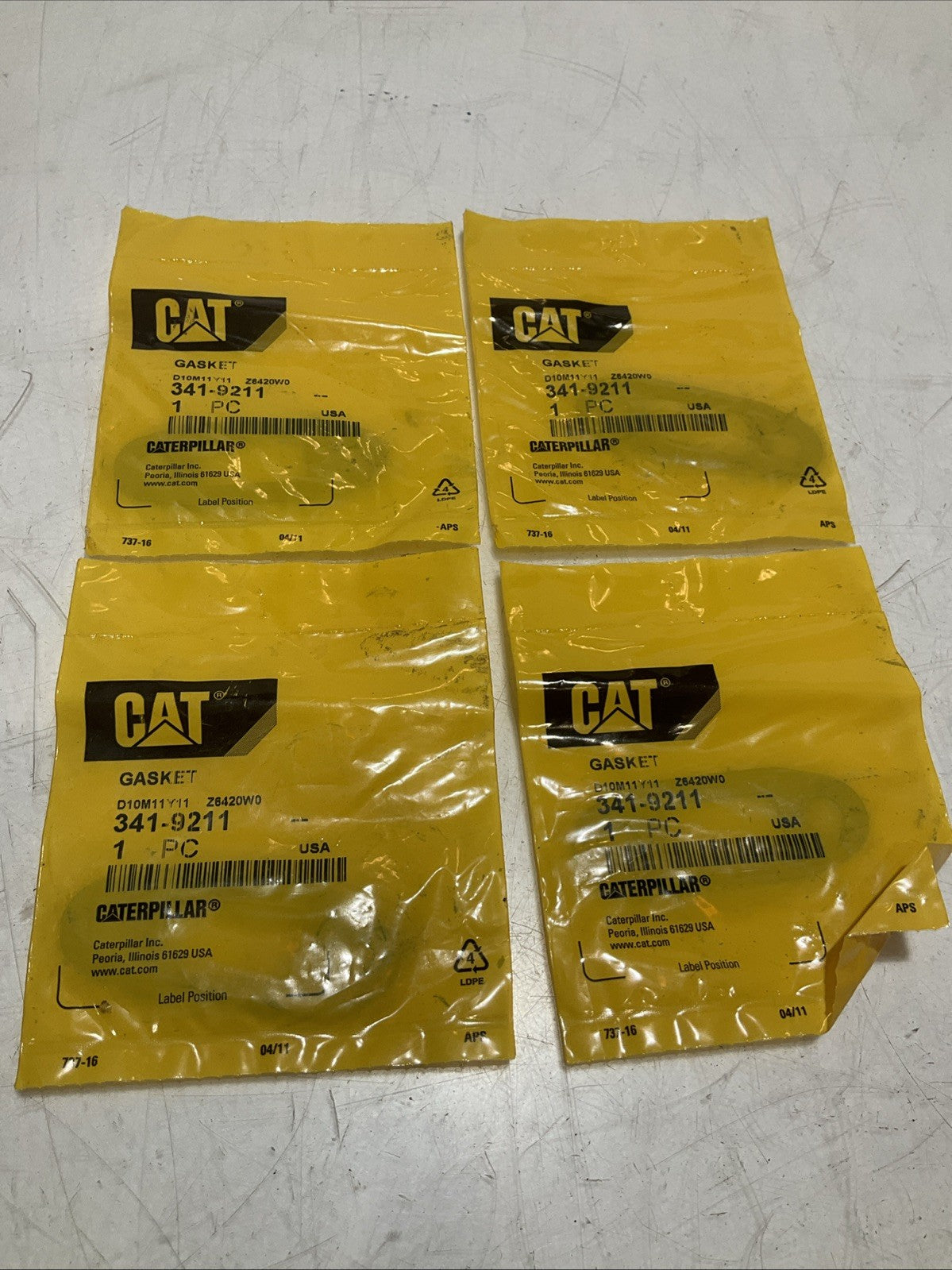CAT-CATERPILLAR 341-9211 1.6MM THICK COOLANT GASKET LOT OF 4 Y2M