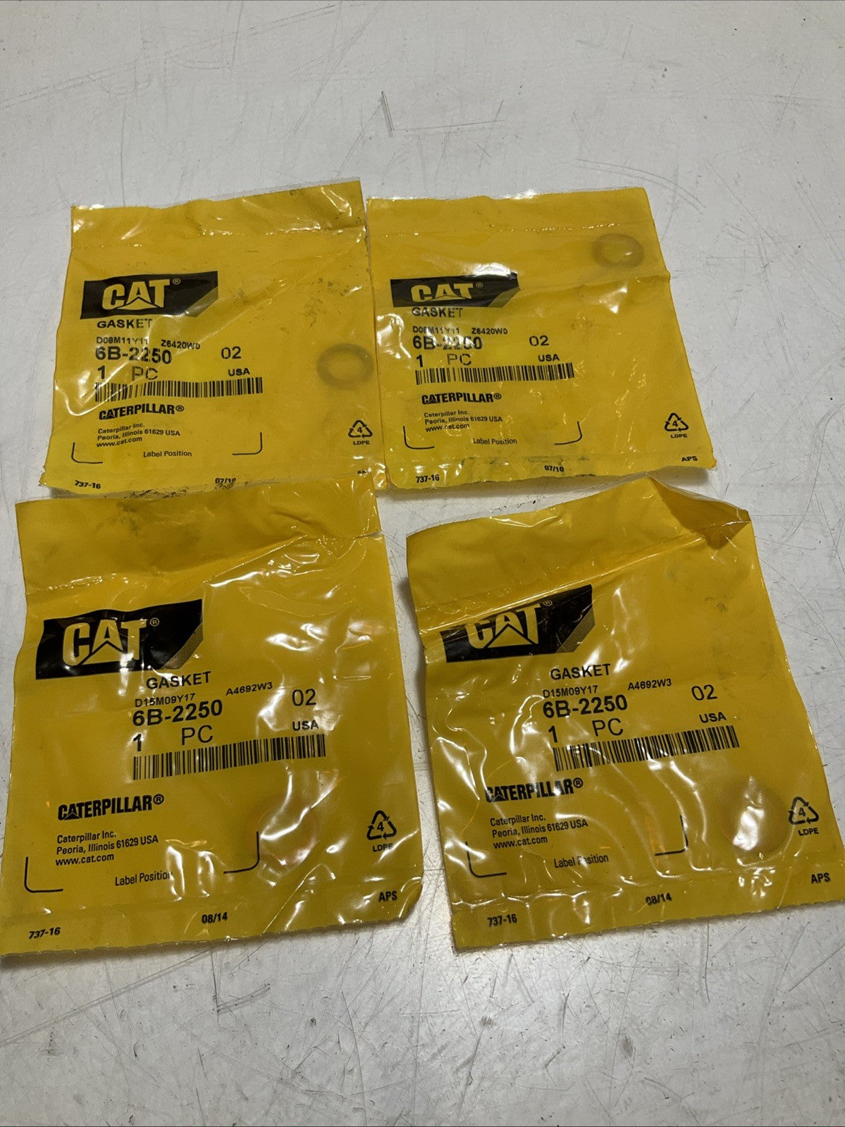 CAT-CATERPILLAR 6B-2250 WASHER GASKET LOT OF 4 Y2M