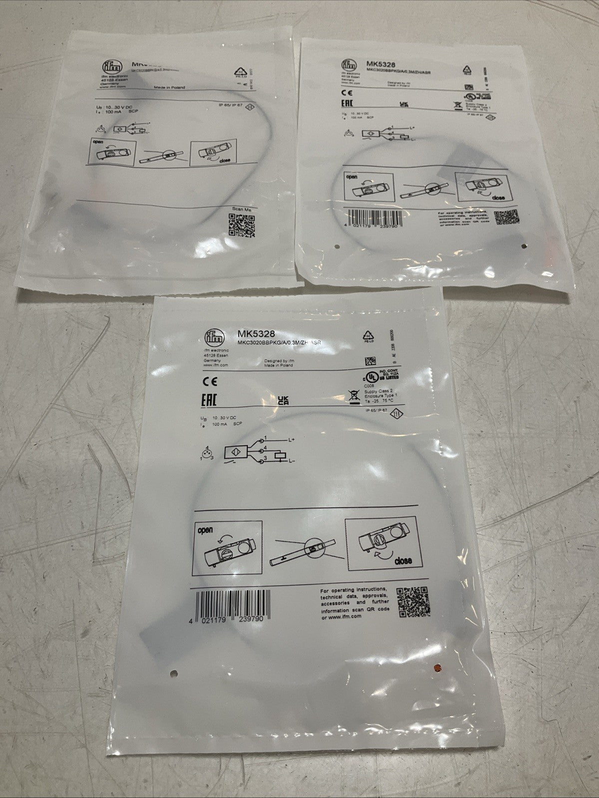 IFM MK5328 CYLINDER SENSOR C-SLOT MOUNTING FLUSH LOT OF 3 Z2M