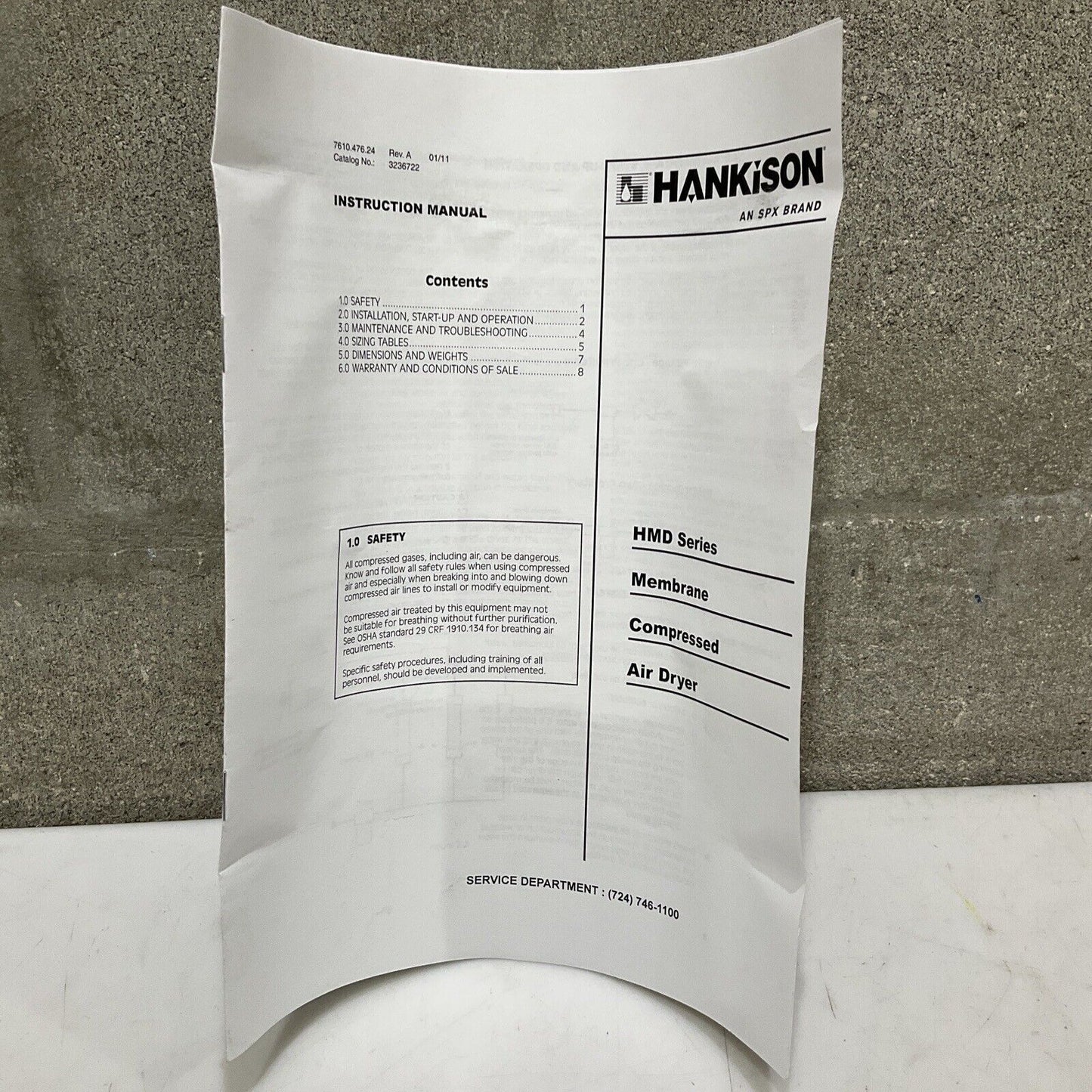 HANKISON SPXFLOW HMD20-3 MEMBRANE AIR DRYER 175 PSIG 12 BAR 150 F 66 C U3S