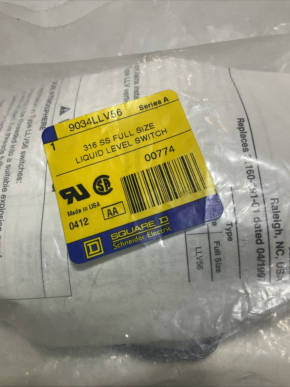 SQUARE D 9034LLV56 LIQUID LEVEL SWITCH Z2M