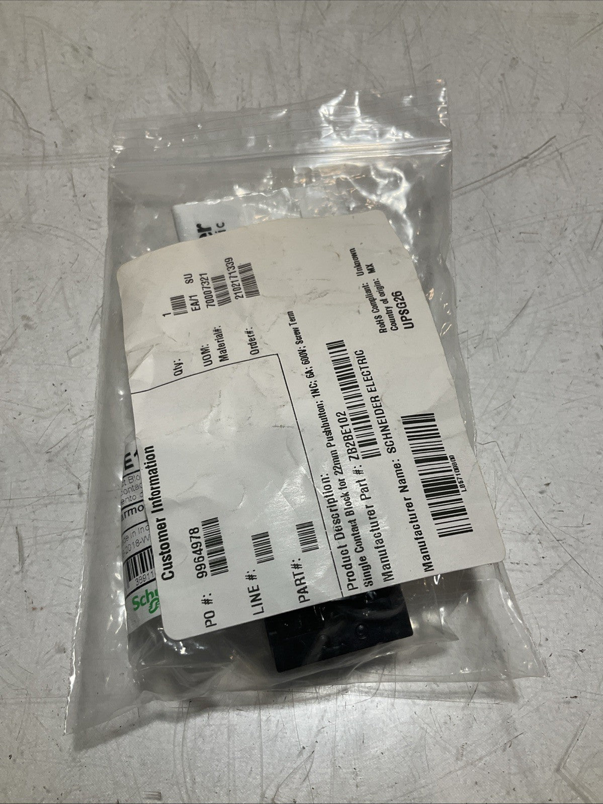 SCHNEIDER ELECTRIC ZB2BE102 SINGLE CONTACT BLOCK 22MM LOT OF 2 Z2M