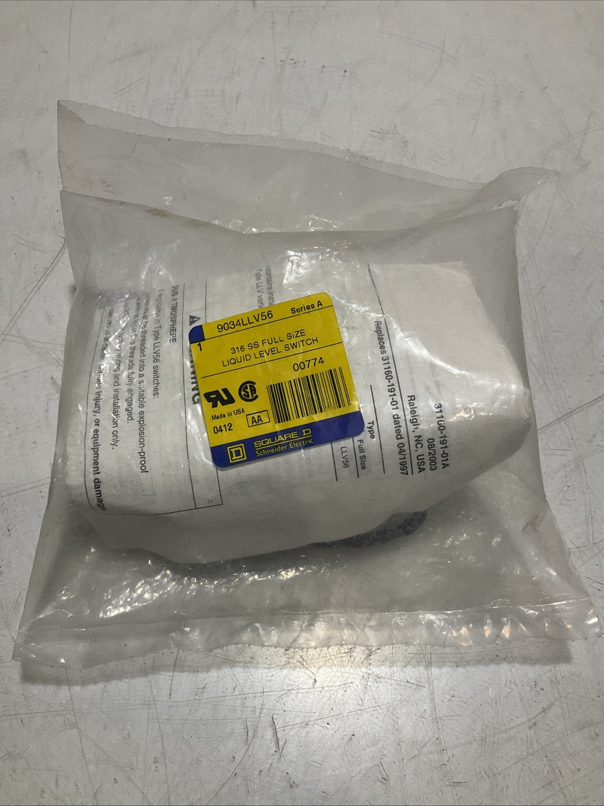 SQUARE D 9034LLV56 LIQUID LEVEL SWITCH Z2M