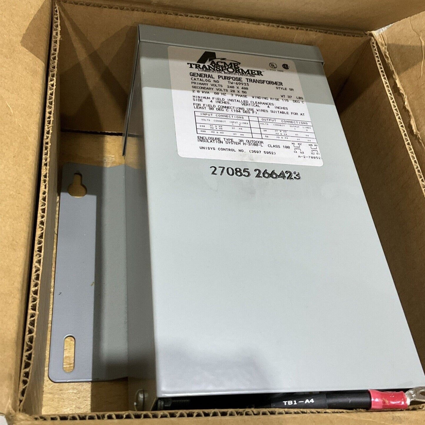 ACME TRANSFORMER TW-69933 GENERAL PURPOSE TRANSFORMER 60HZ 3 PH U3S