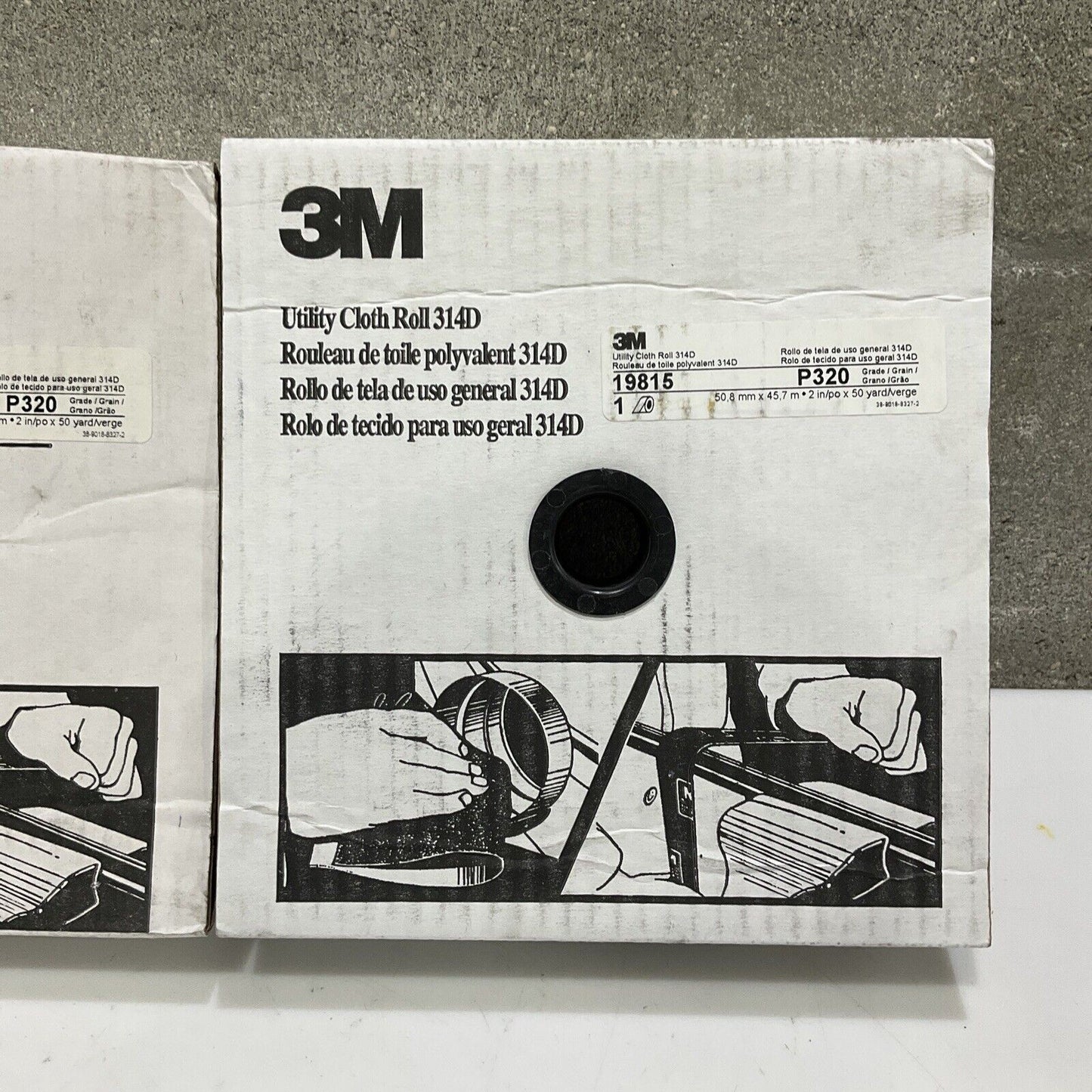 3M P320 19815 ABRASIVE UTILITY CLOTH ROLL 314D 320 GRIT 2”X50 YARD LOT OF 2 373
