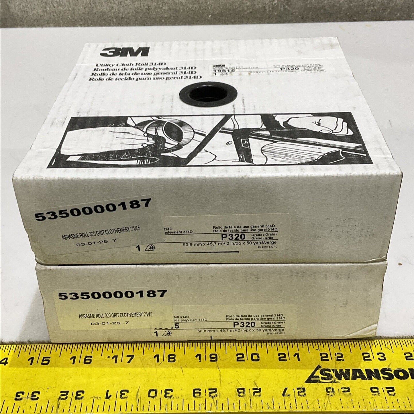 3M P320 19815 ABRASIVE UTILITY CLOTH ROLL 314D 320 GRIT 2”X50 YARD LOT OF 2 373