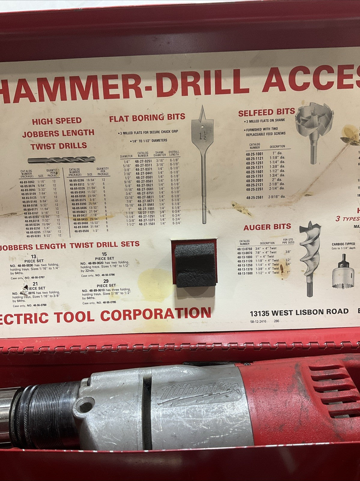 MILWAUKEE 5398 HEAVY DUTY HANDLE HAMMER DRILL KIT 120V 6.2AMPS IN CASE Z2M