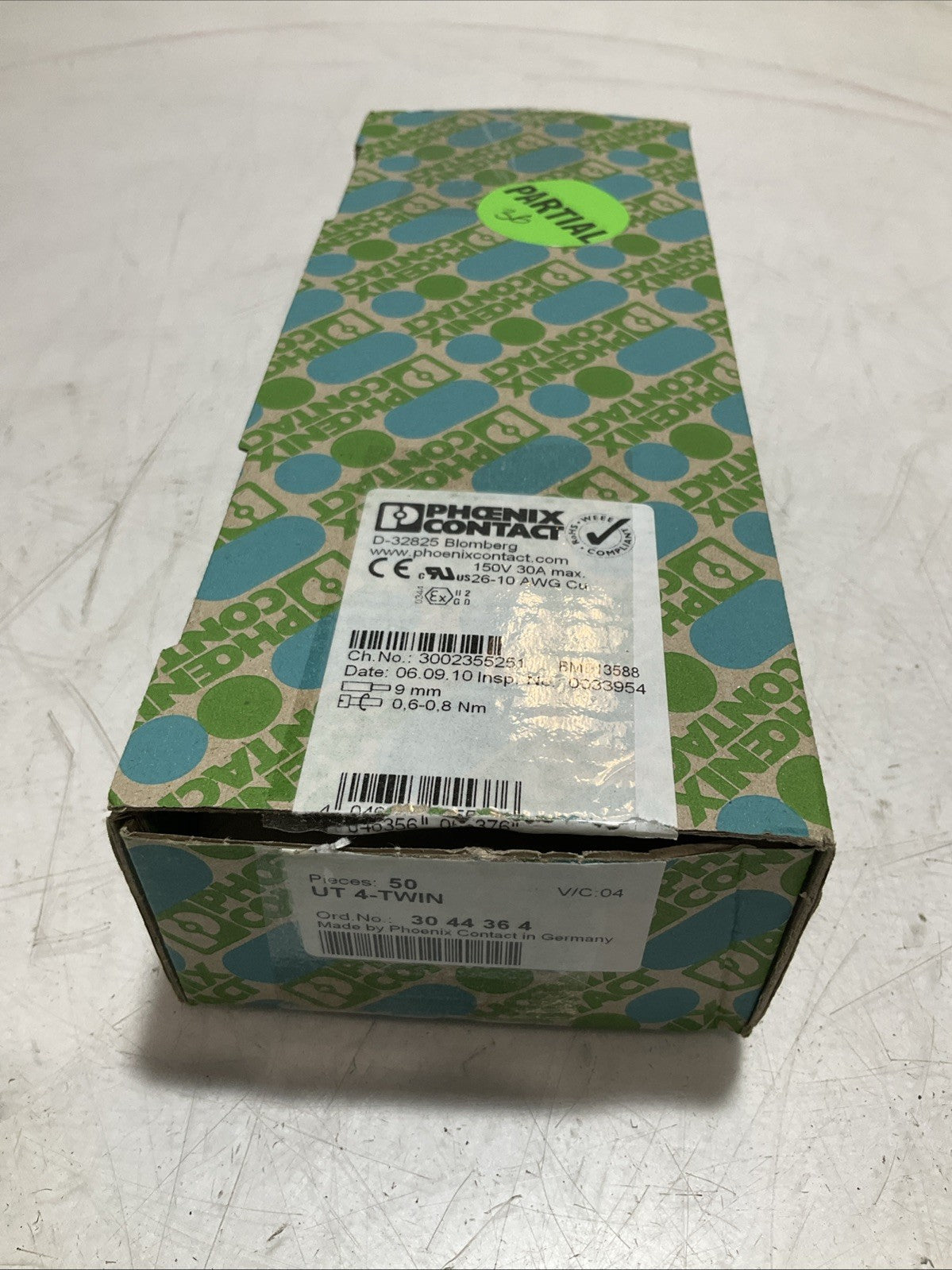 PHOENIX CONTACT 3044364 UT4- TWIN FEED TERMINAL BLOCK LOT 36 Z2M