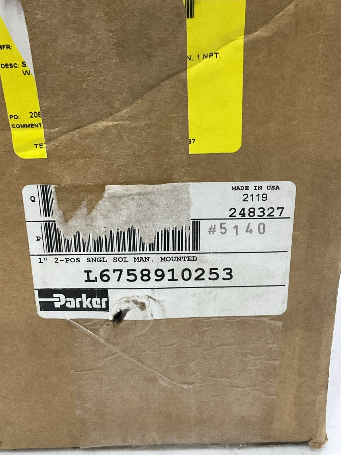 PARKER L6758910253 K175903553 SOLENOID VALVE 140 PSIG 120/110VAC 60/50HZ 12W Z2M
