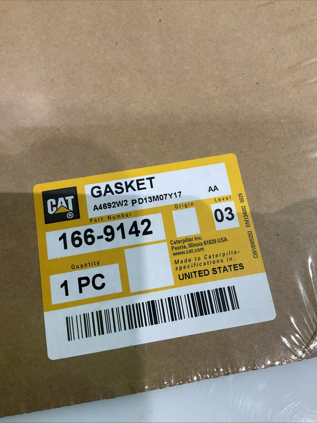 CAT- CATERPILLAR 166-9142 THICK GEAR HOUSING GASKET Z2M