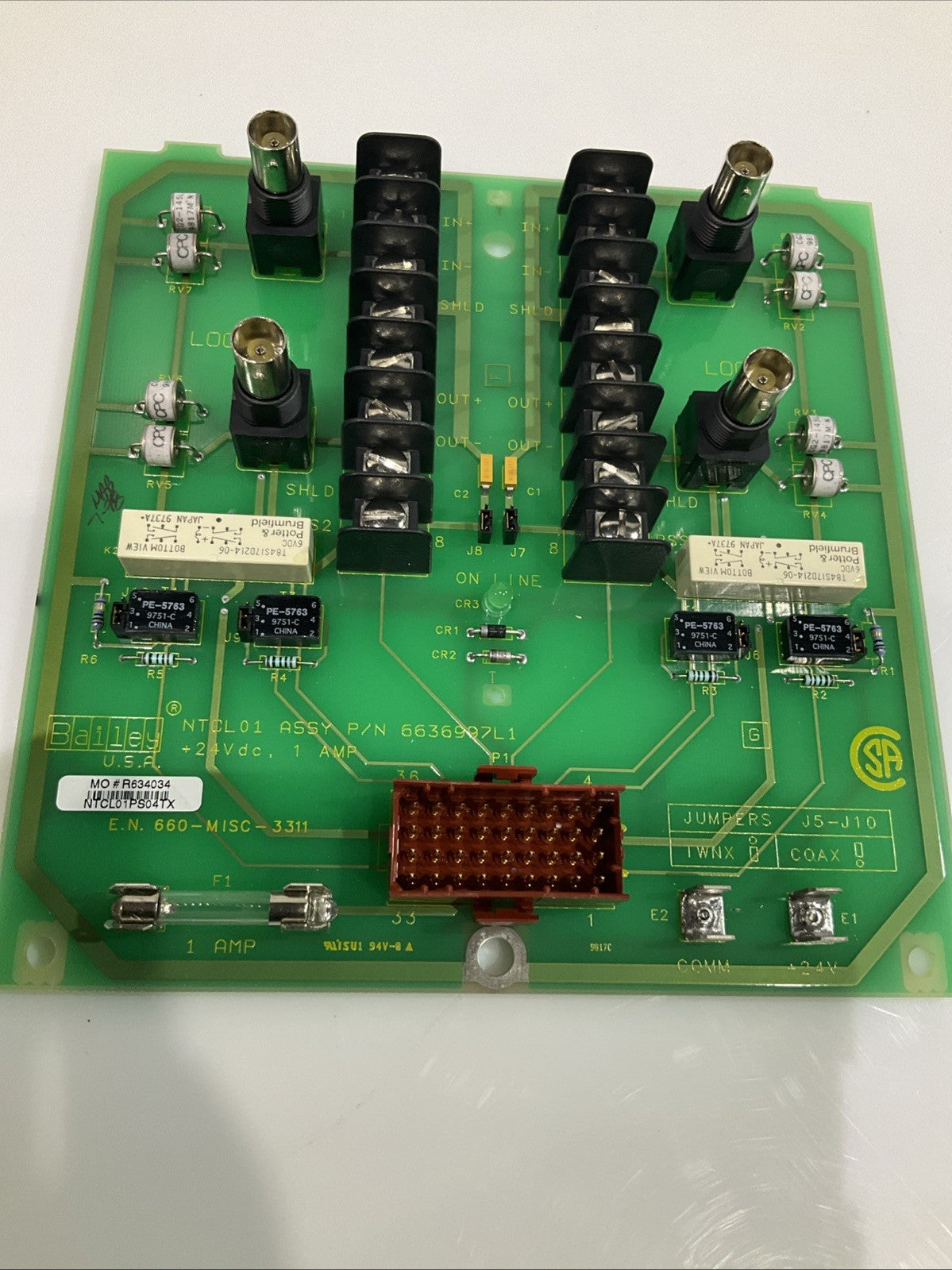 BAILEY NTCL01 6636997L1 COMMUNICATION TERMINATION UNIT MODULE 24VDC Y2M