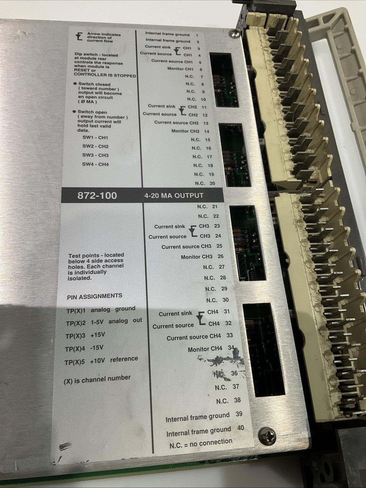 MODICON AS-B872-100 4 -20 MA ANALOG CURRENT OUTPUT MODULE Z2M