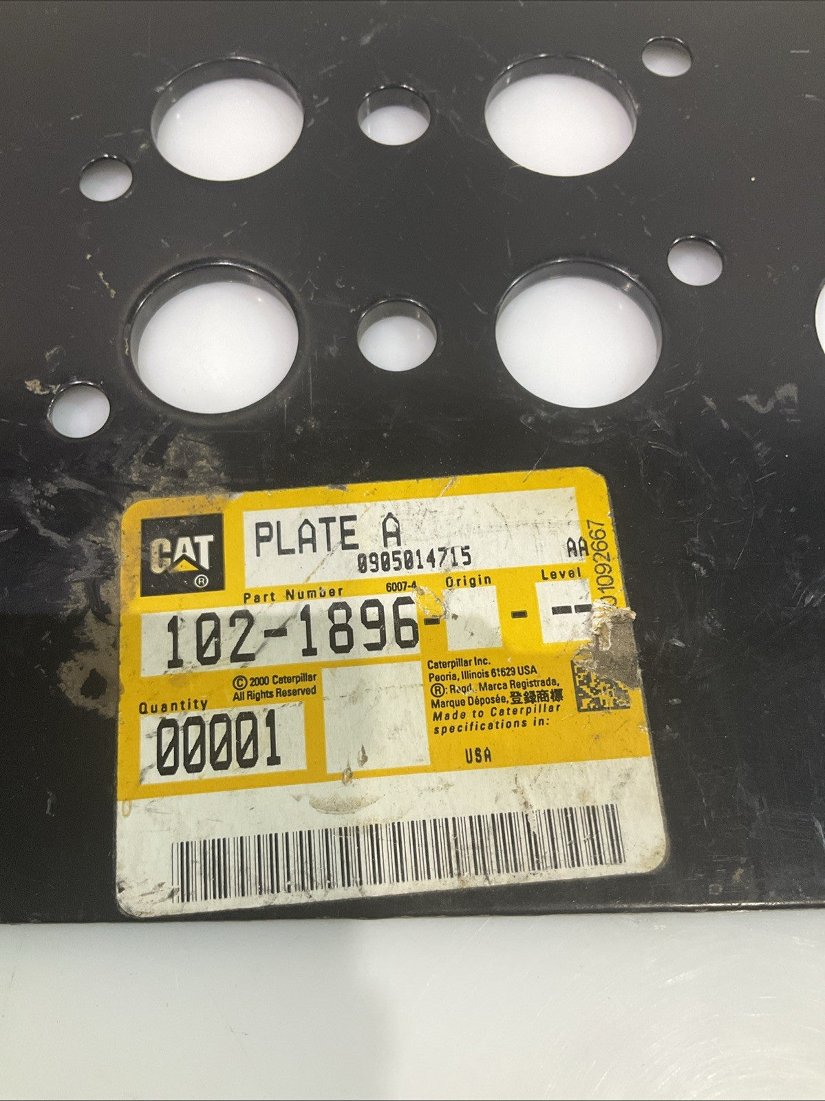 CAT -CATERPILLAR 102-1896 PLATE A Y2M