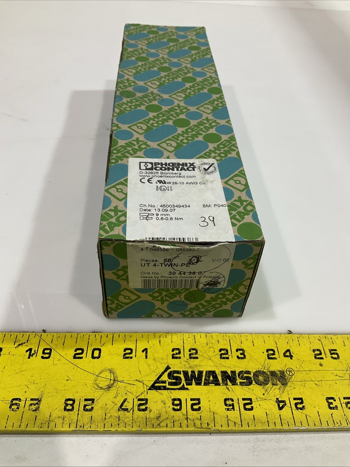 PHOENIX CONTACT UT4-TWIN-PE 3044380 DIN RAIL TERMINAL BLOCK LOT OF 39 Y2M