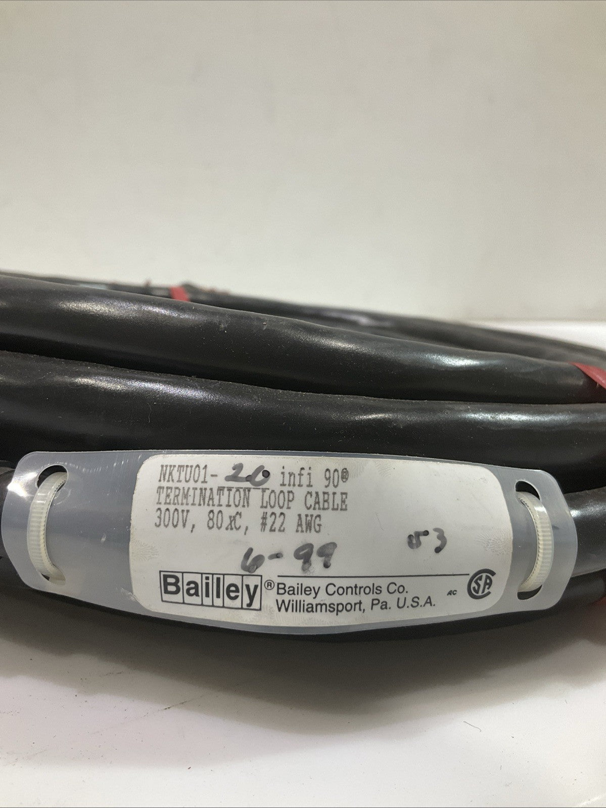 BAILEY INFI90 NKTU01-20 TERMINATION LOOP UNIT CABLE 300V 80XC 25FT Y2M