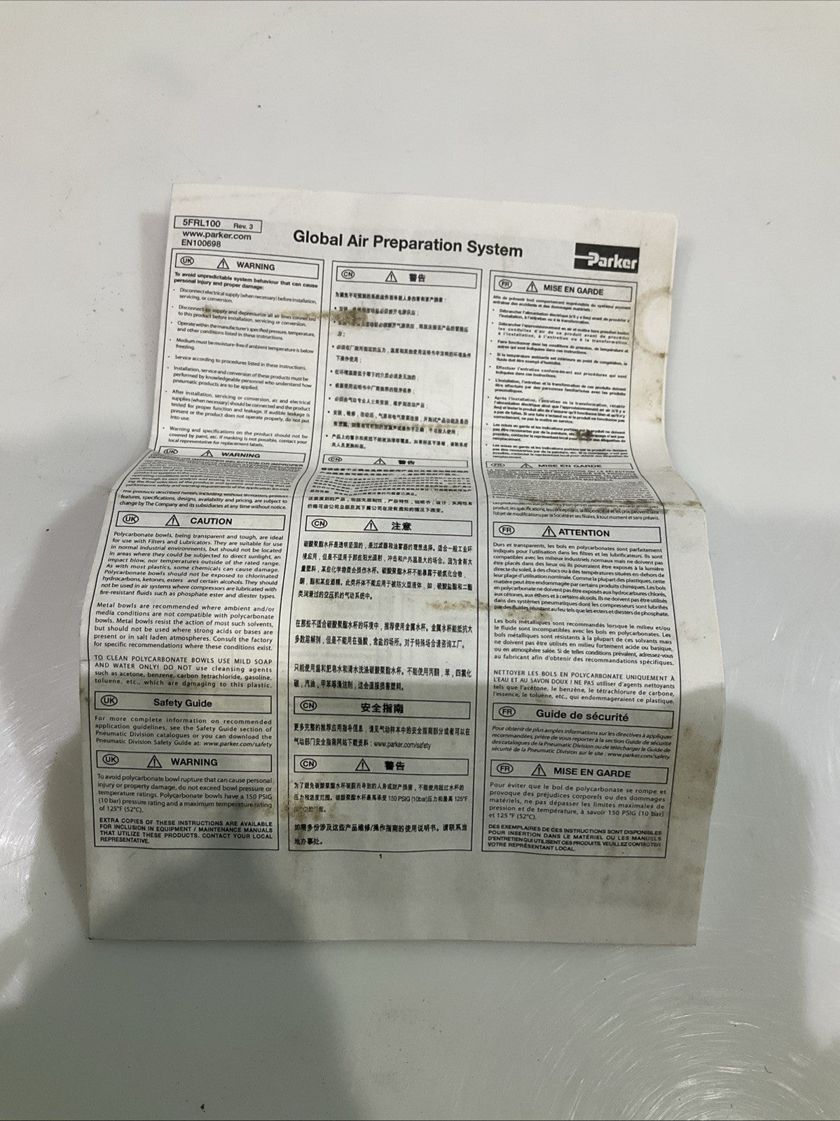 PARKER P33EA94ESABNGP GLOBAL FILTER PRESSURE REGULATOR Y2M