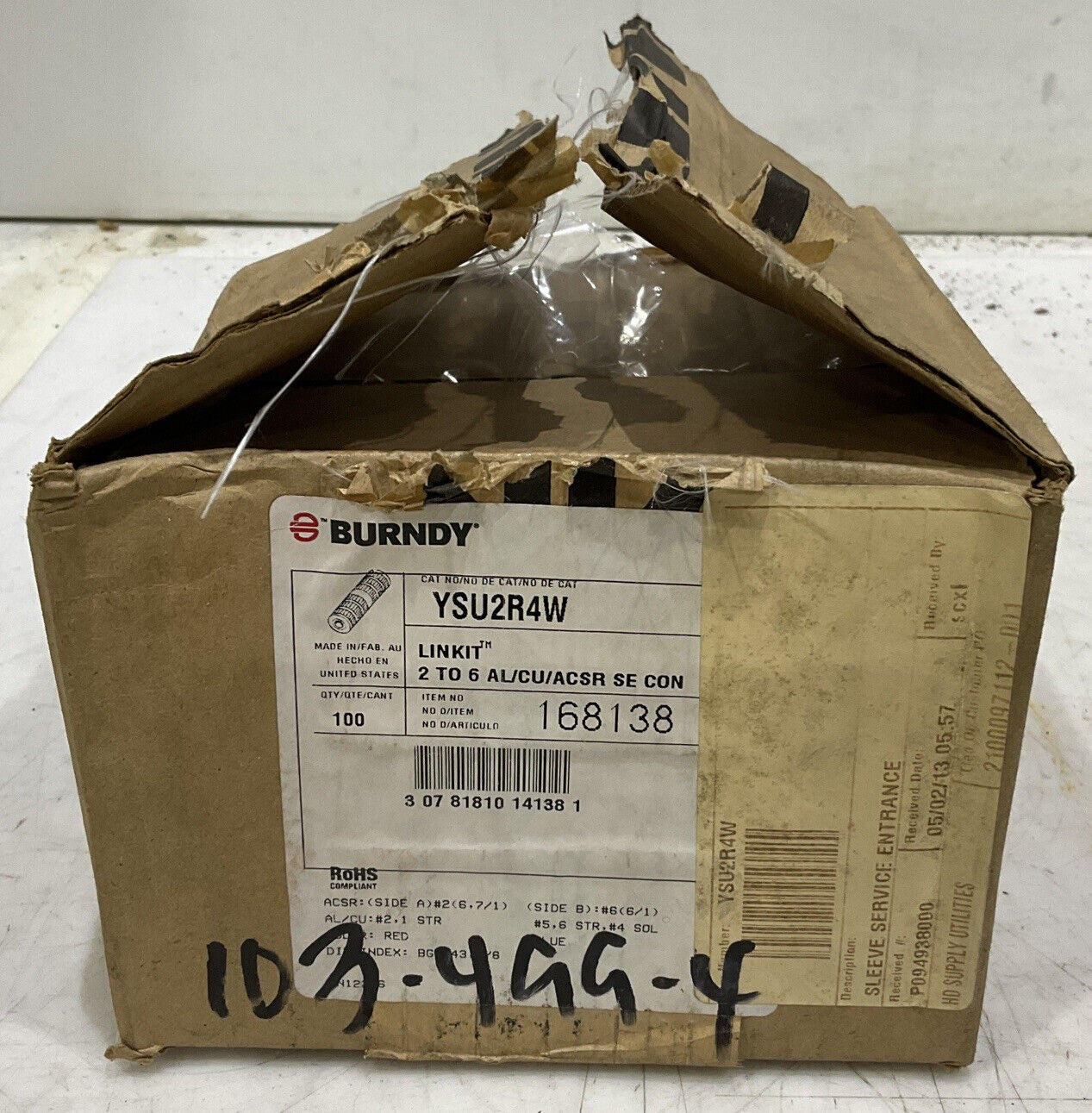BURNDY YSU2R4W RED AND BLUE FUSE DIE LOT OF 100 969