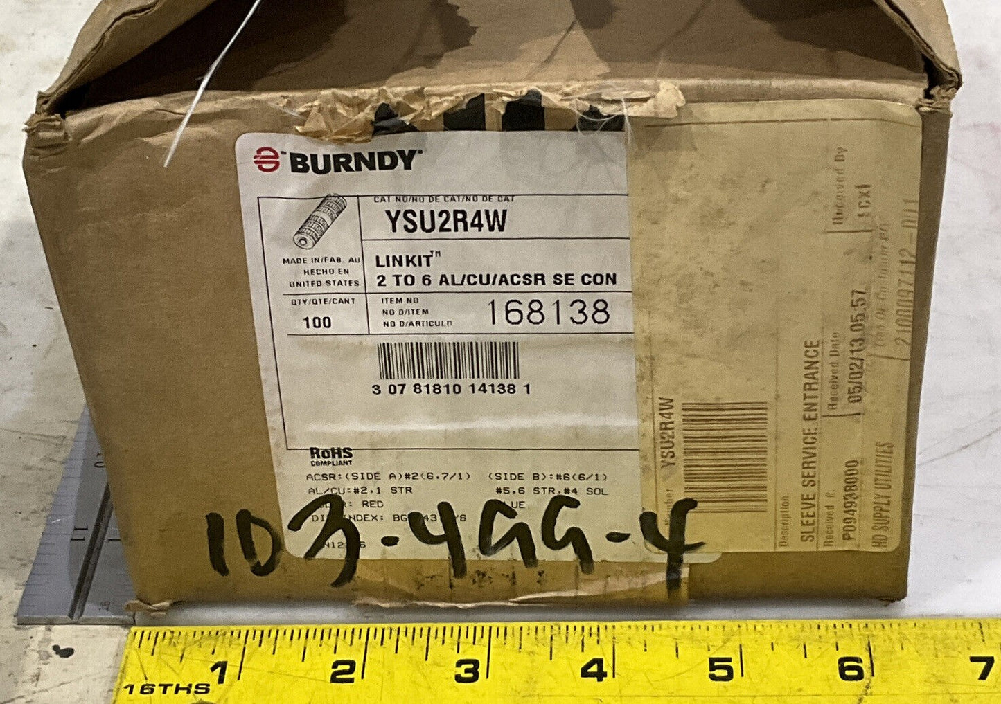 BURNDY YSU2R4W RED AND BLUE FUSE DIE LOT OF 100 969