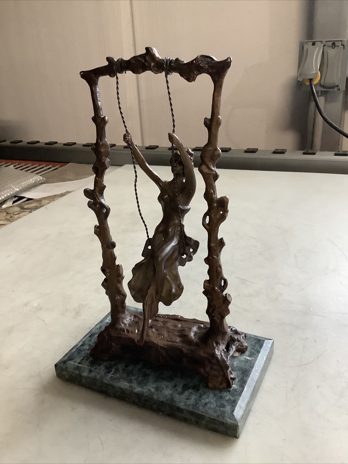 Moreau (Auguste) BRONZE STATUE WOMAN SWING 11IN ON MARBLE BASE