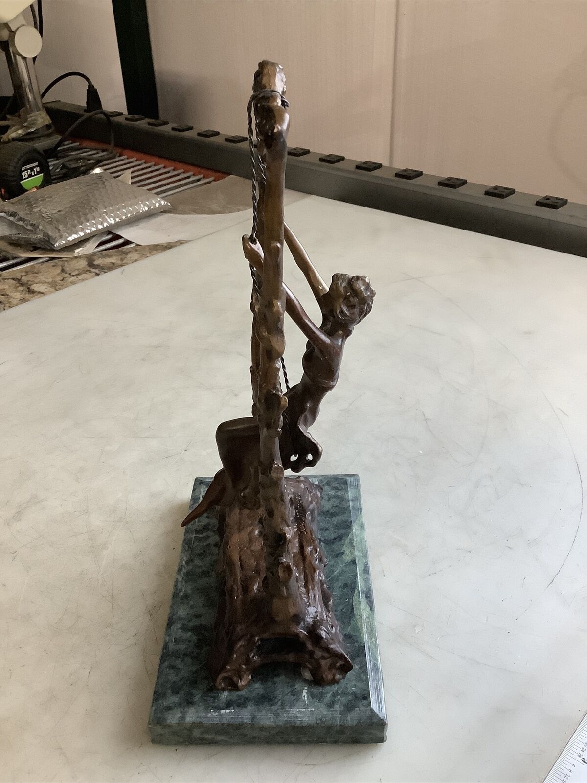 Moreau (Auguste) BRONZE STATUE WOMAN SWING 11IN ON MARBLE BASE