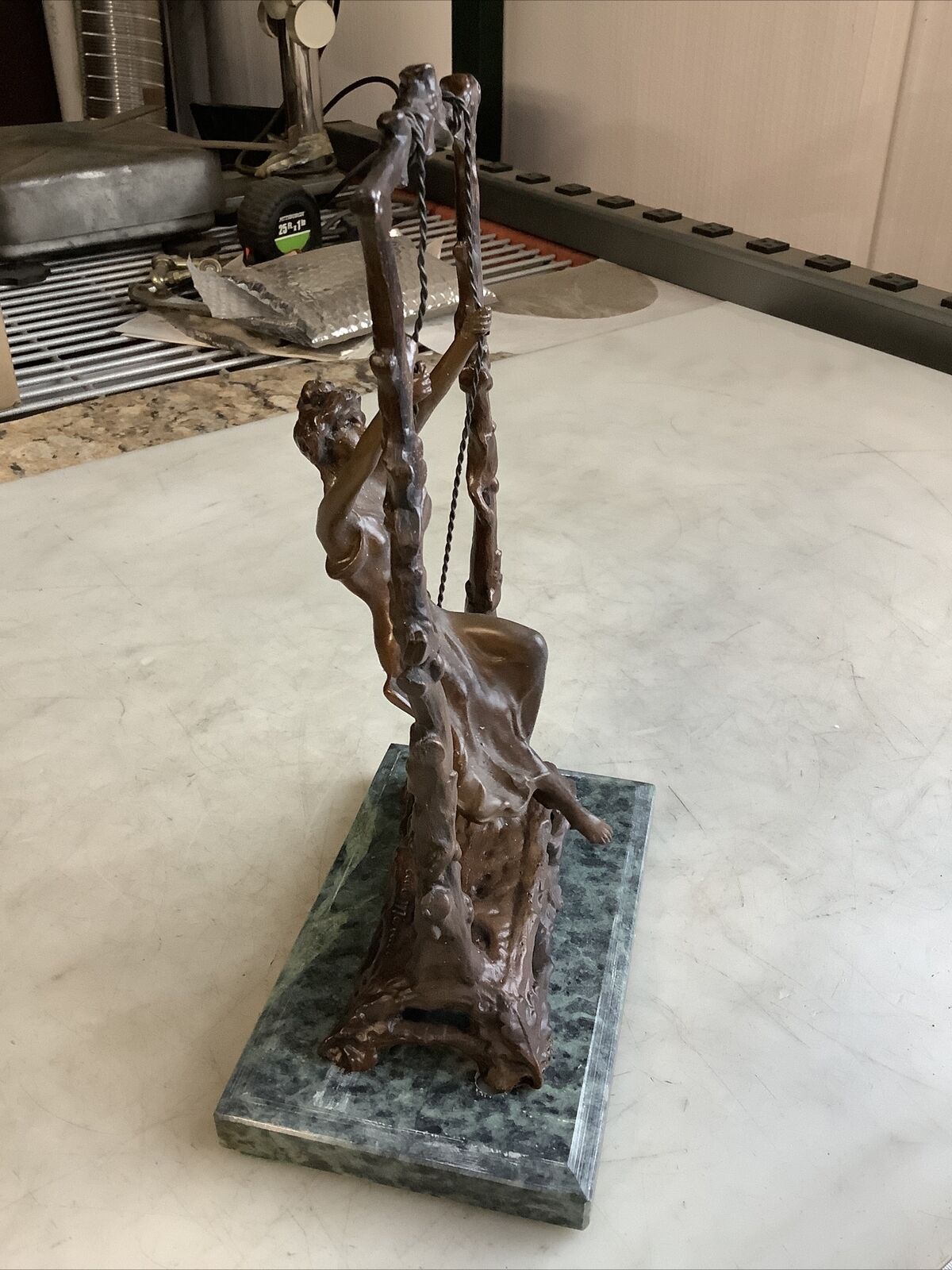 Moreau (Auguste) BRONZE STATUE WOMAN SWING 11IN ON MARBLE BASE