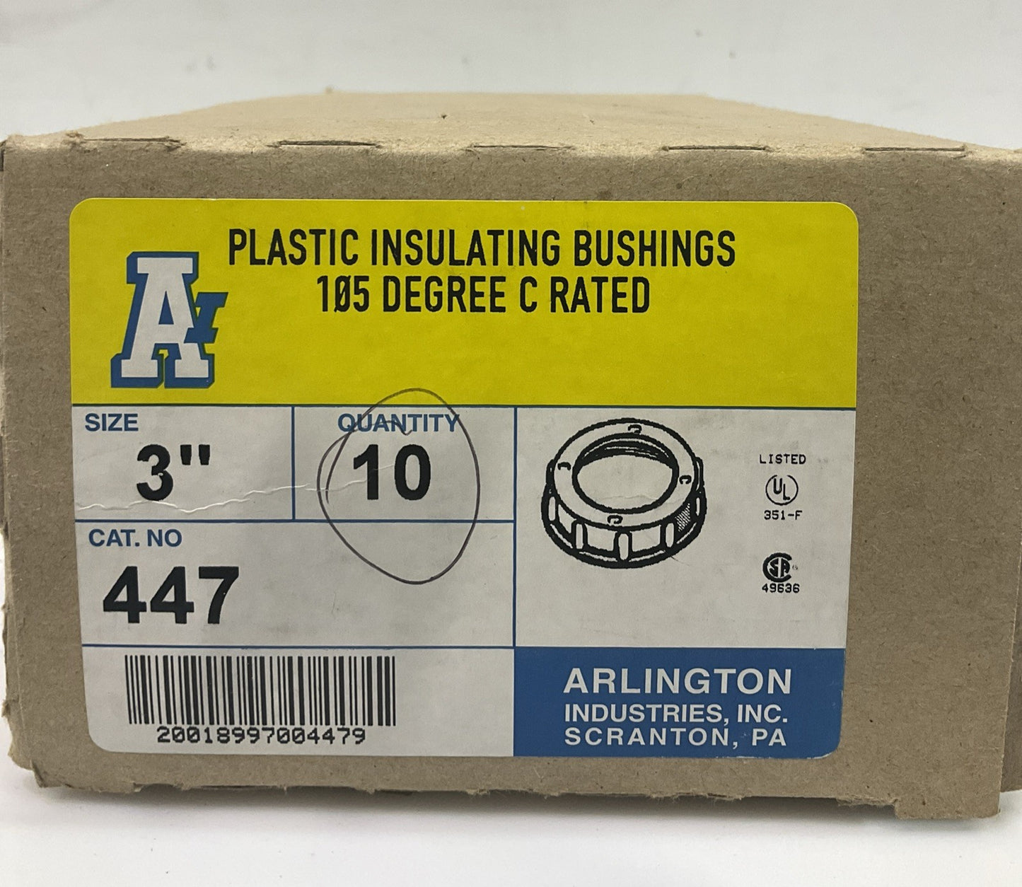 ARLINTON 447 SIZE 3 PLASTIC INSULATING BUSHINGS 105 DEGREE C RATE LOT OF 15 Z2M