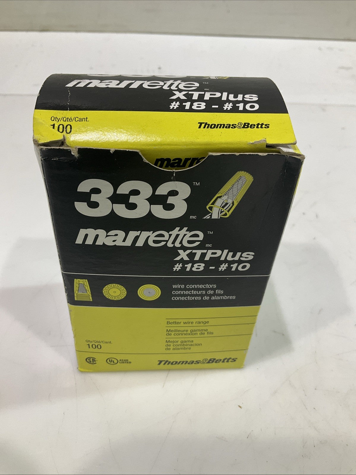 THOMAS&BETTS 333 YELLOW MARRETTE XTPLUS #18-#10 WIRE CONNECTOR LOT OF 4 Z2M