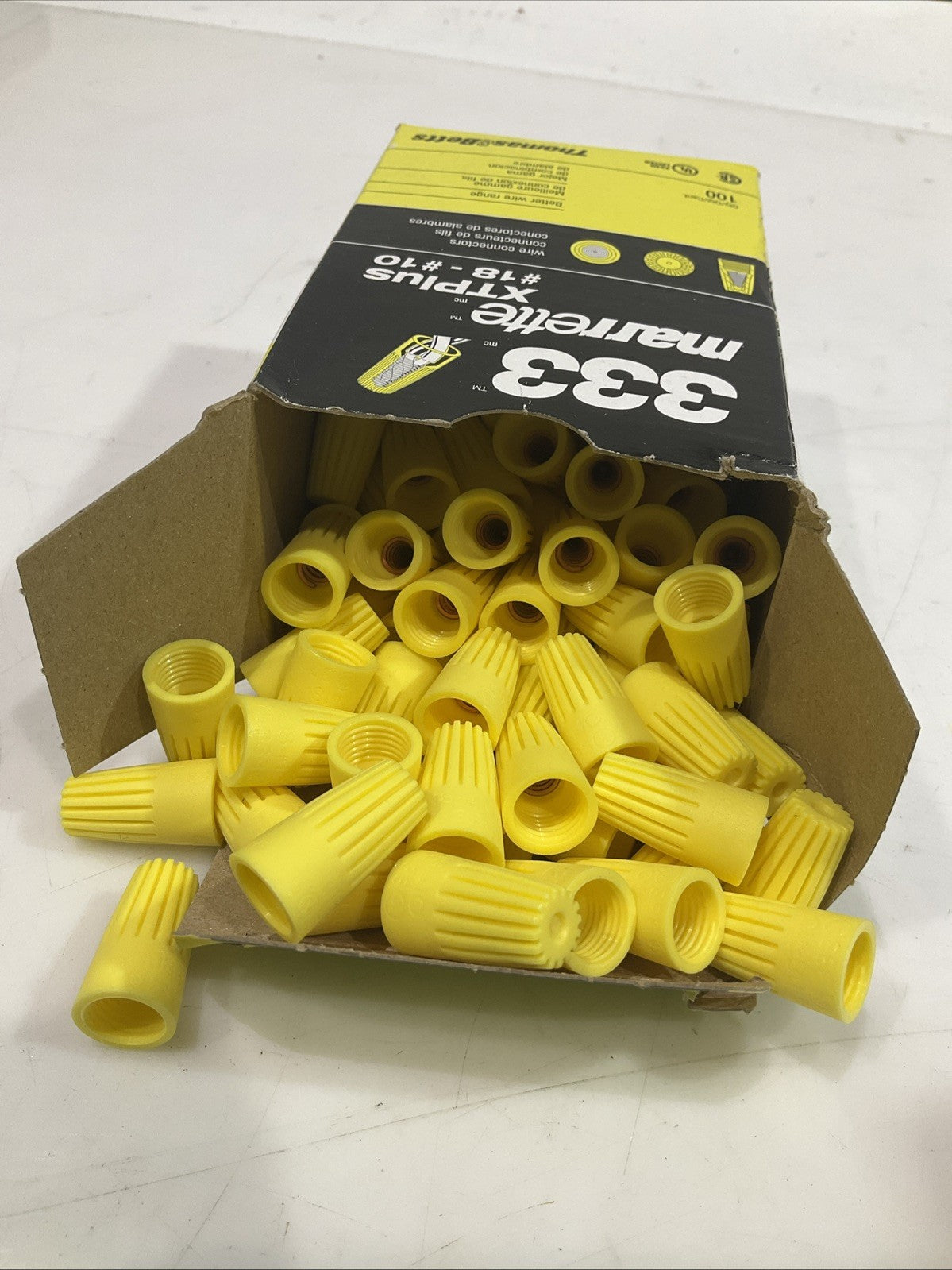 THOMAS&BETTS 333 YELLOW MARRETTE XTPLUS #18-#10 WIRE CONNECTOR LOT OF 4 Z2M