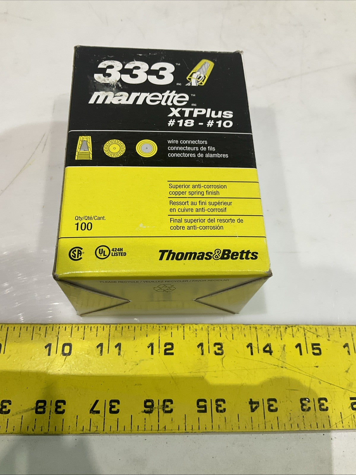 THOMAS&BETTS 333 YELLOW MARRETTE XTPLUS #18-#10 WIRE CONNECTOR LOT OF 4 Z2M