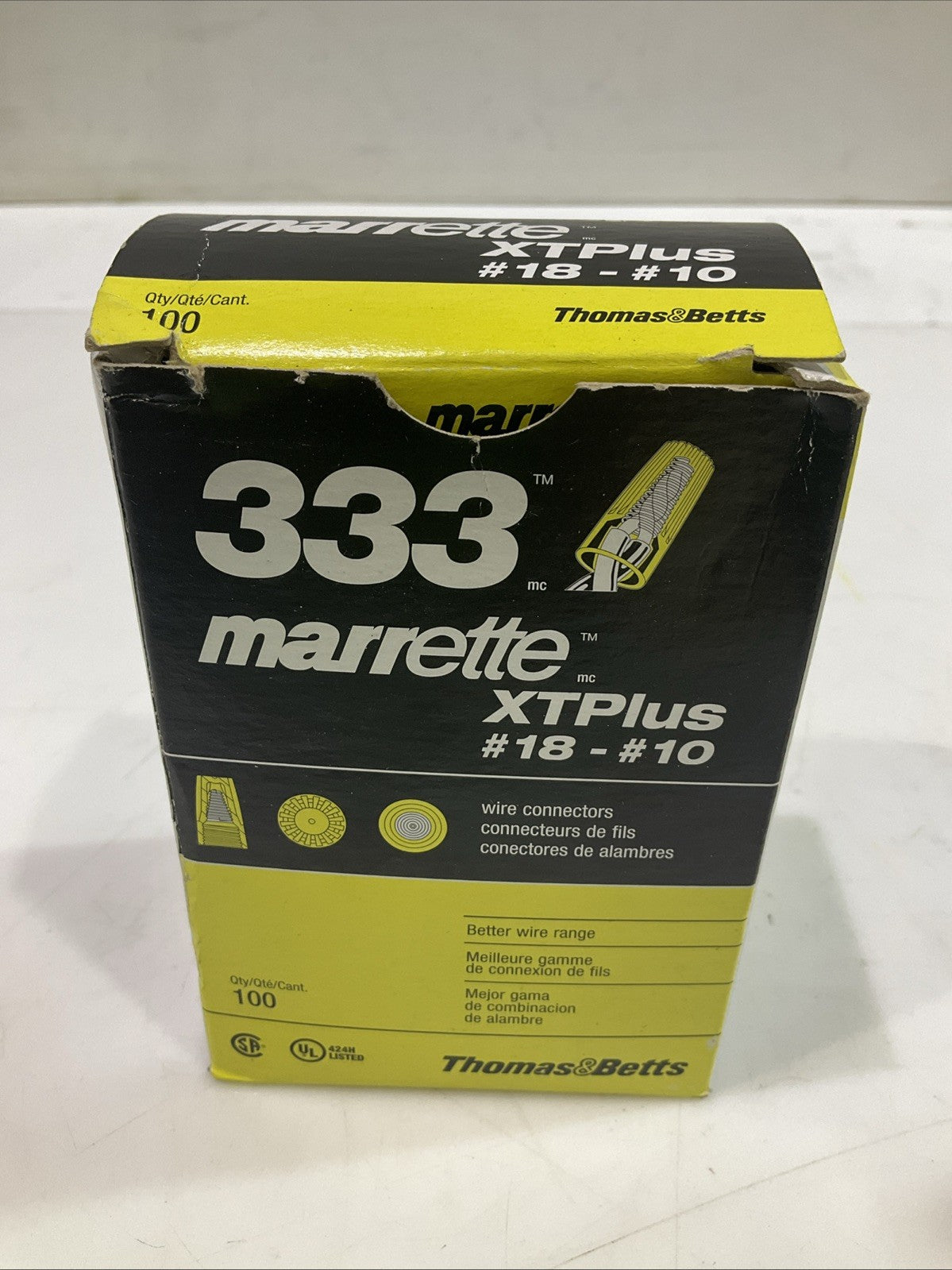 THOMAS&BETTS 333 YELLOW MARRETTE XTPLUS #18-#10 WIRE CONNECTOR LOT OF 4 Z2M