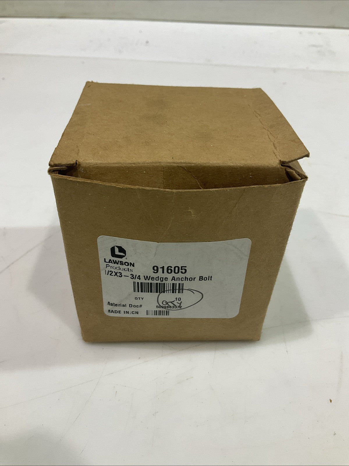 LAWSON 91605 1/2X3 3/4 WEDGE ANCHOR BOLT STEEL QTY 10 Z2M