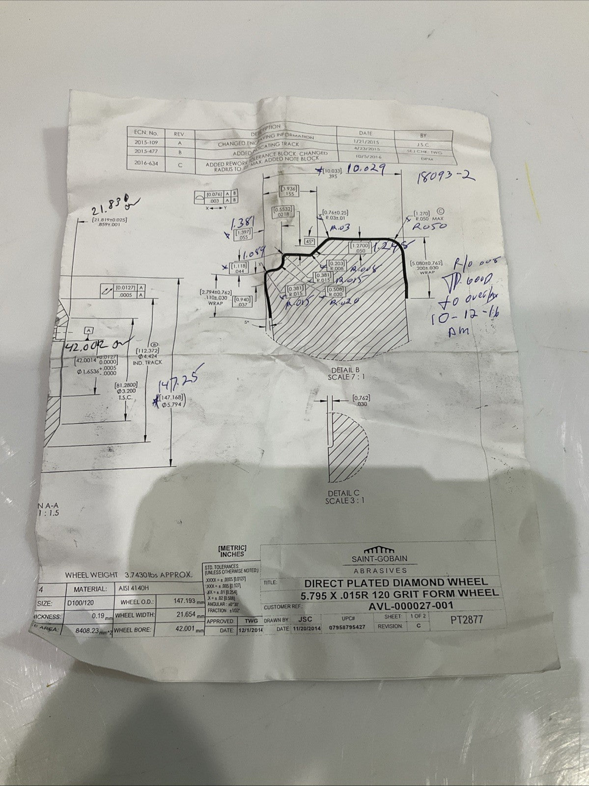 NORTON-SAINT-GOBAIN PT2877 SN-18093.2.RI DIRECT PLATE DIAMO AVE- 000027-001 U3S