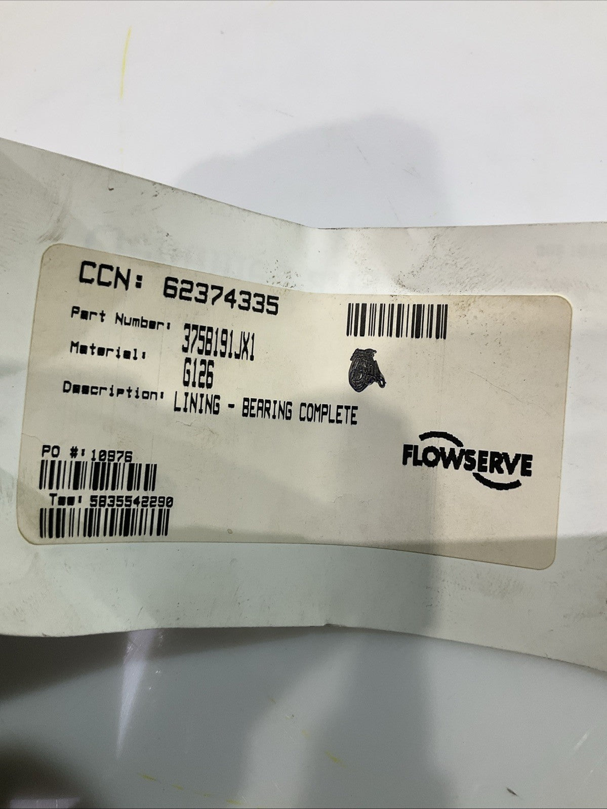 FLOWSERVE IRO-21-727-1 375B191JX1 JOURNAL LINING BEARING COMPLETE U3S