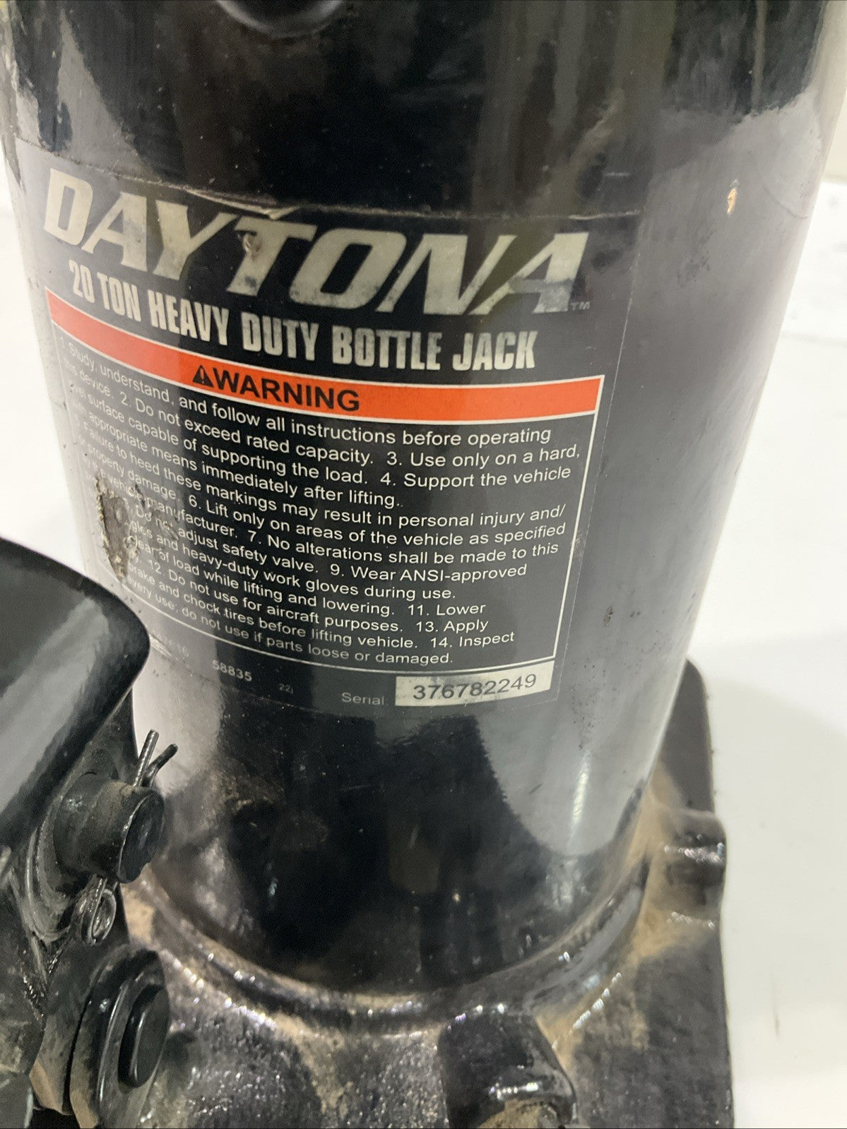 DAYTONA 58835 - 376782249 20 TON HEAVY DUTY HYDRAULIC BOTTLE JACK Y2M