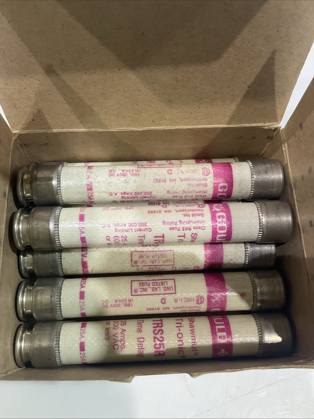 GOULD SHAWMUT TRS25R TIME DELAY FUSE CLASS RK5 25AMP 600VAC LOT OF 7 Z2M