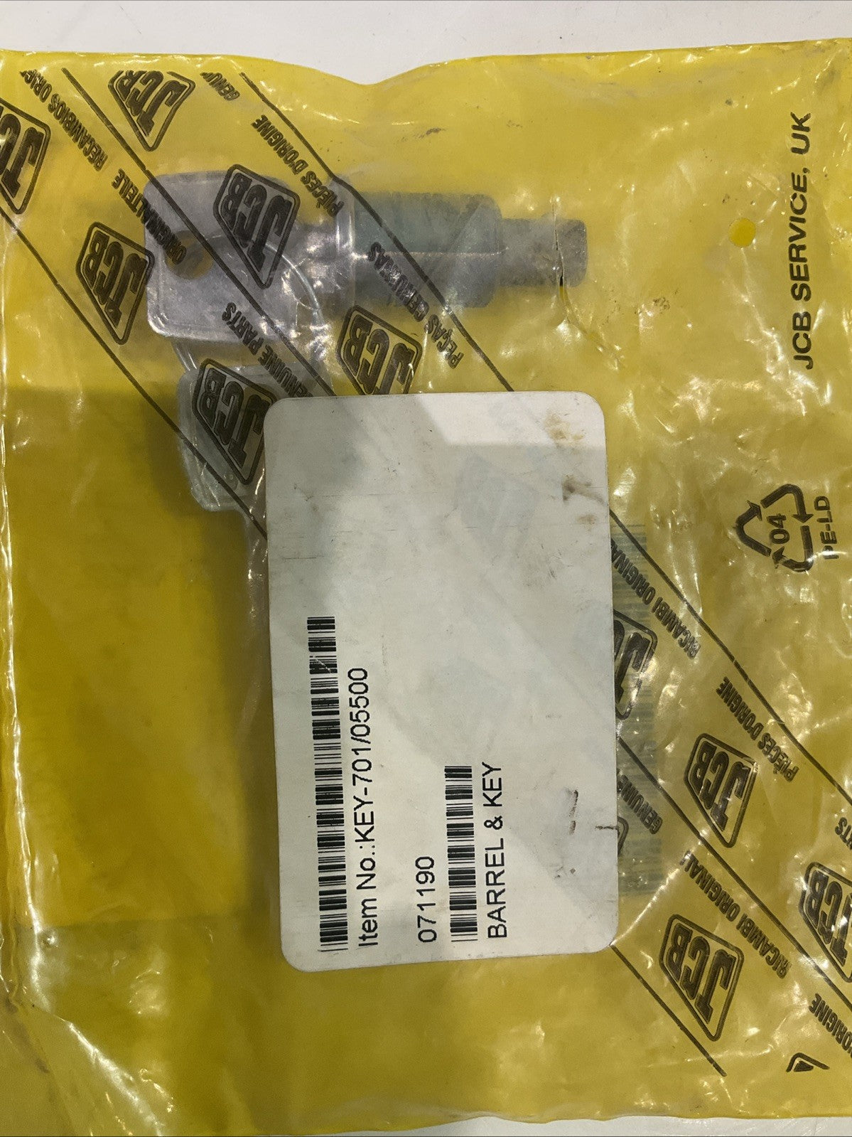 JCB 701/05500 BARREK KEY Z2M