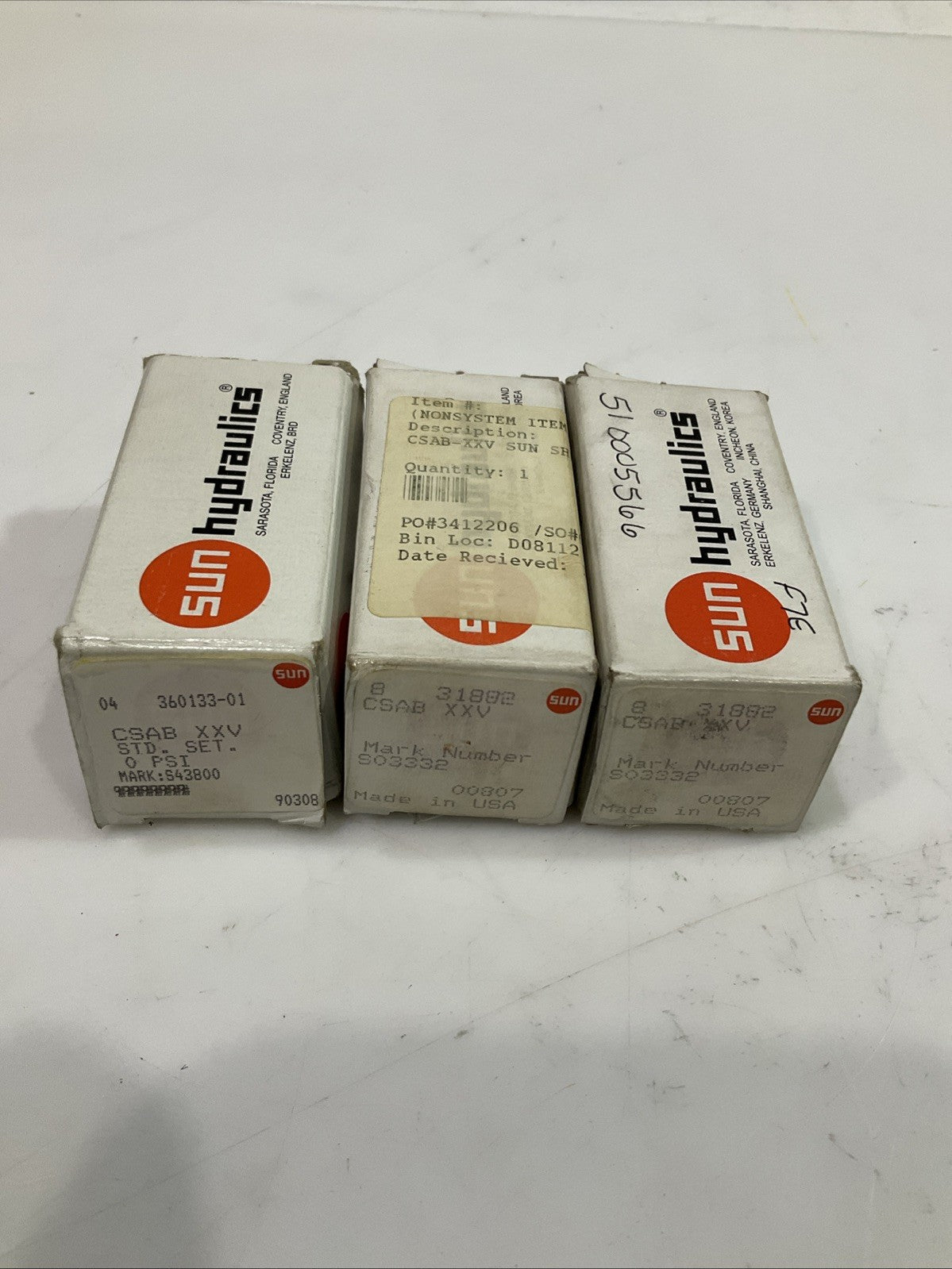 SUN HYDRAULICS CSAB XXV 31882 COUNTERBALANCE HYDRAULIC VALVE LOT OF 3 Z2M