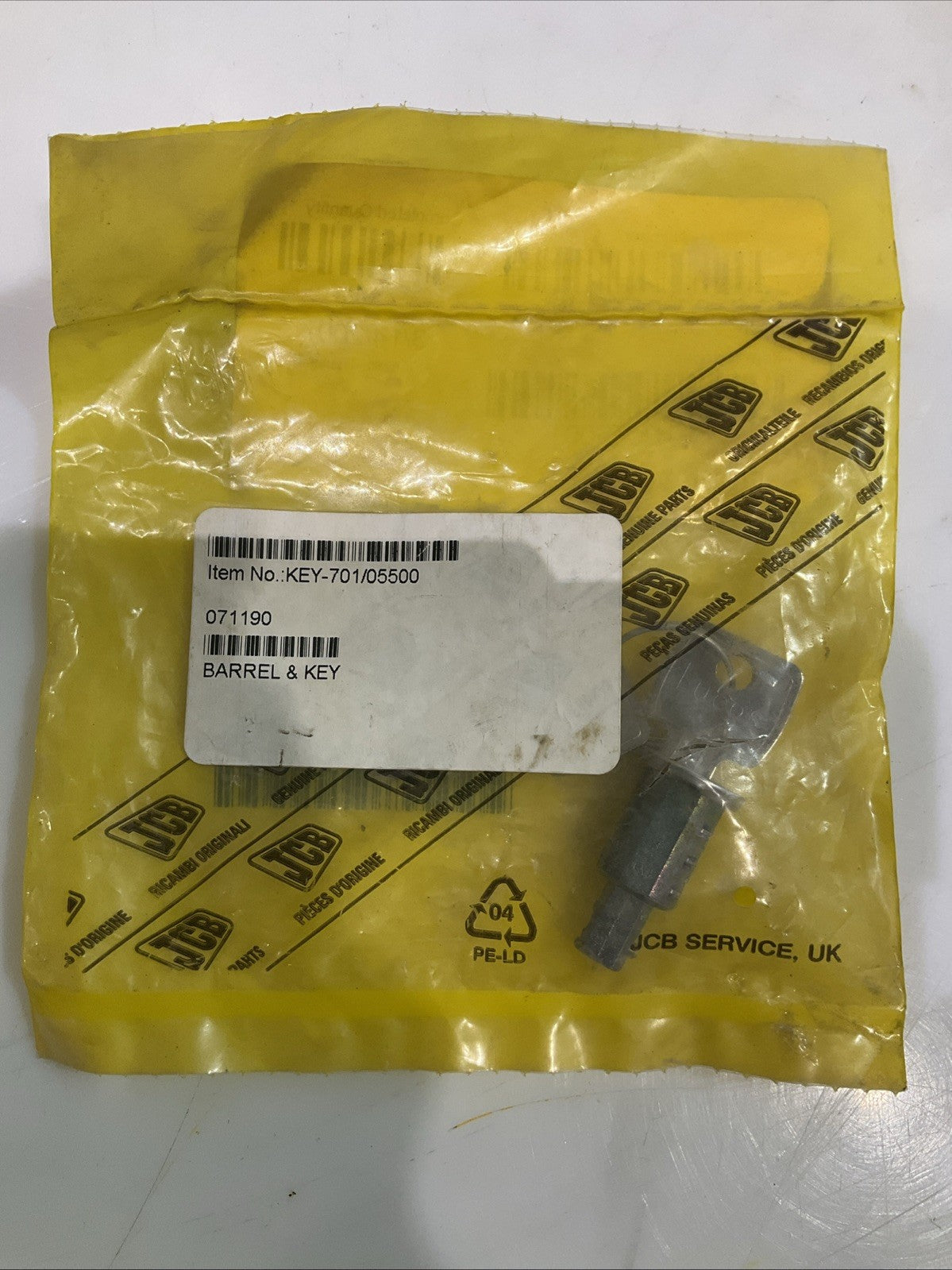 JCB 701/05500 BARREK KEY Z2M