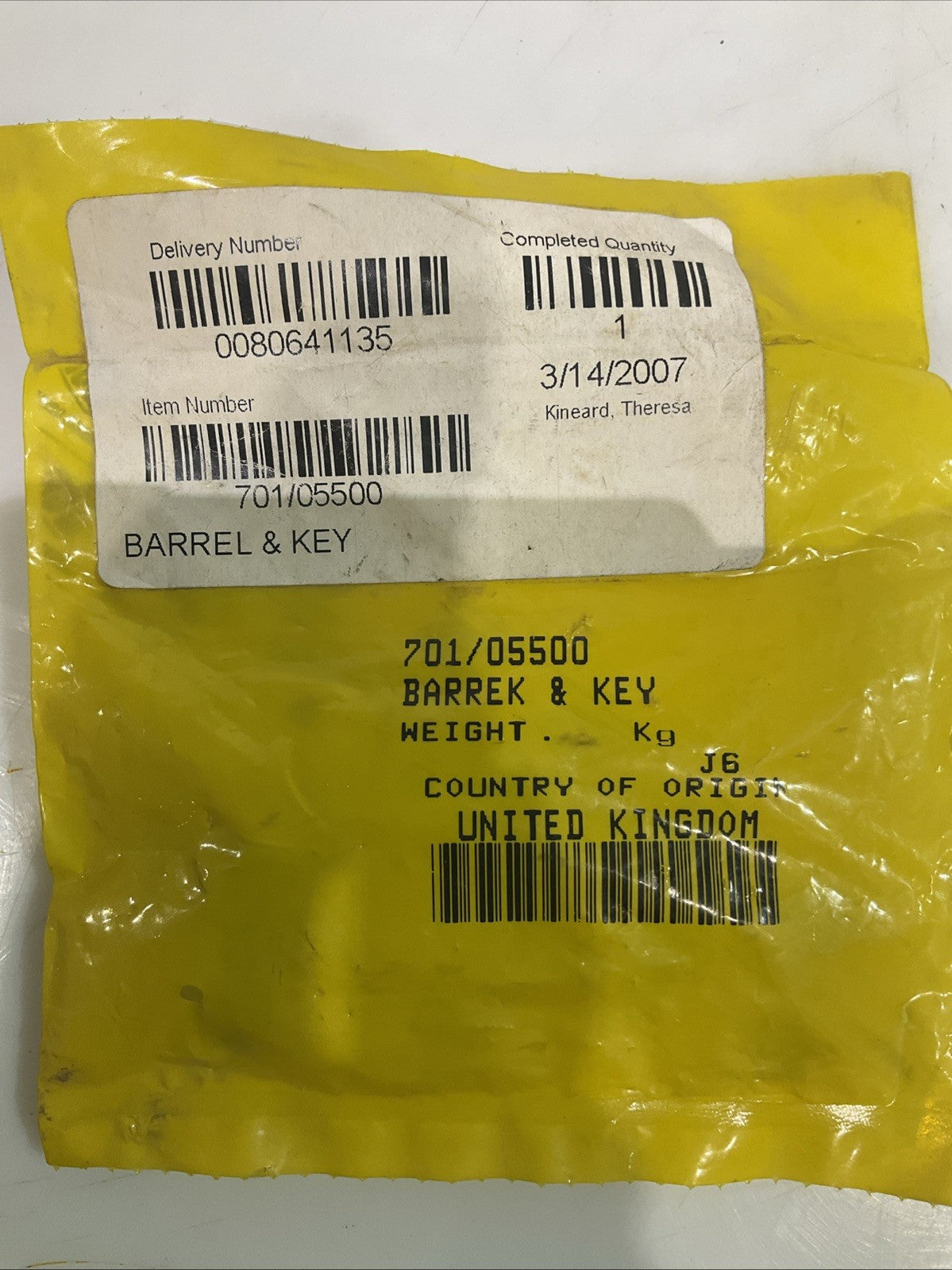 JCB 701/05500 BARREK KEY Z2M